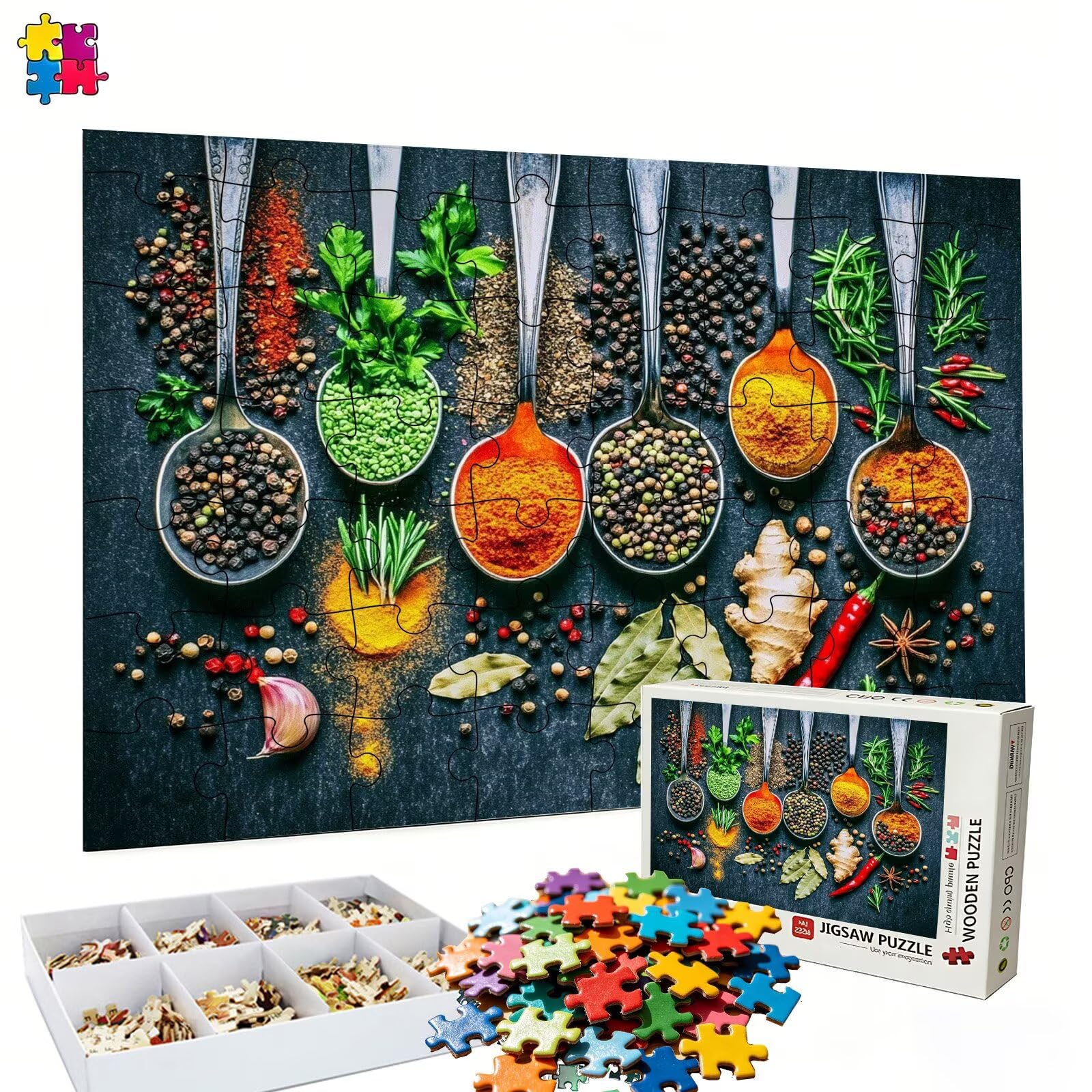 Puzzle 6000 elementów, przyprawy kuchenne Puzzle 6000 elementów dorośli i dzieci, wysokiej jakości artystyczna łamigłówka, 179,5x105,5 cm Klasyczna gra Puzzle dla dorosłych, prezent dla kobiety