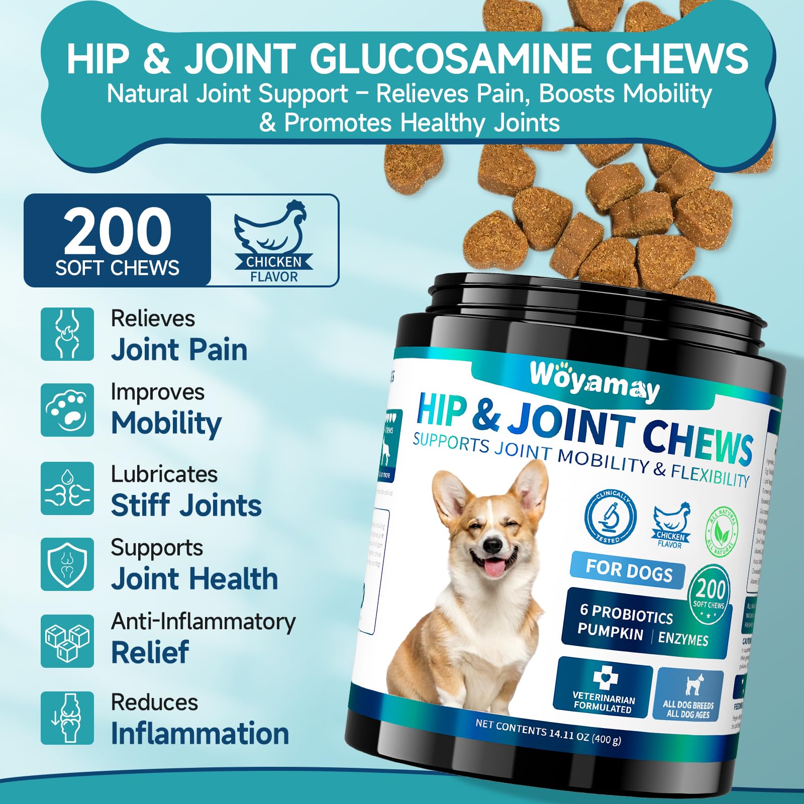 Cat Allergy Relief & Dog Hip and Joint Chews | 500 Crunchy & Creamy Anti-Itch Cat Chew + 200 Soft Dog Joint Chews with Glucosamine, Chondroitin, MSM | Seasonal Itch Relief & Mobility Support - image 4
