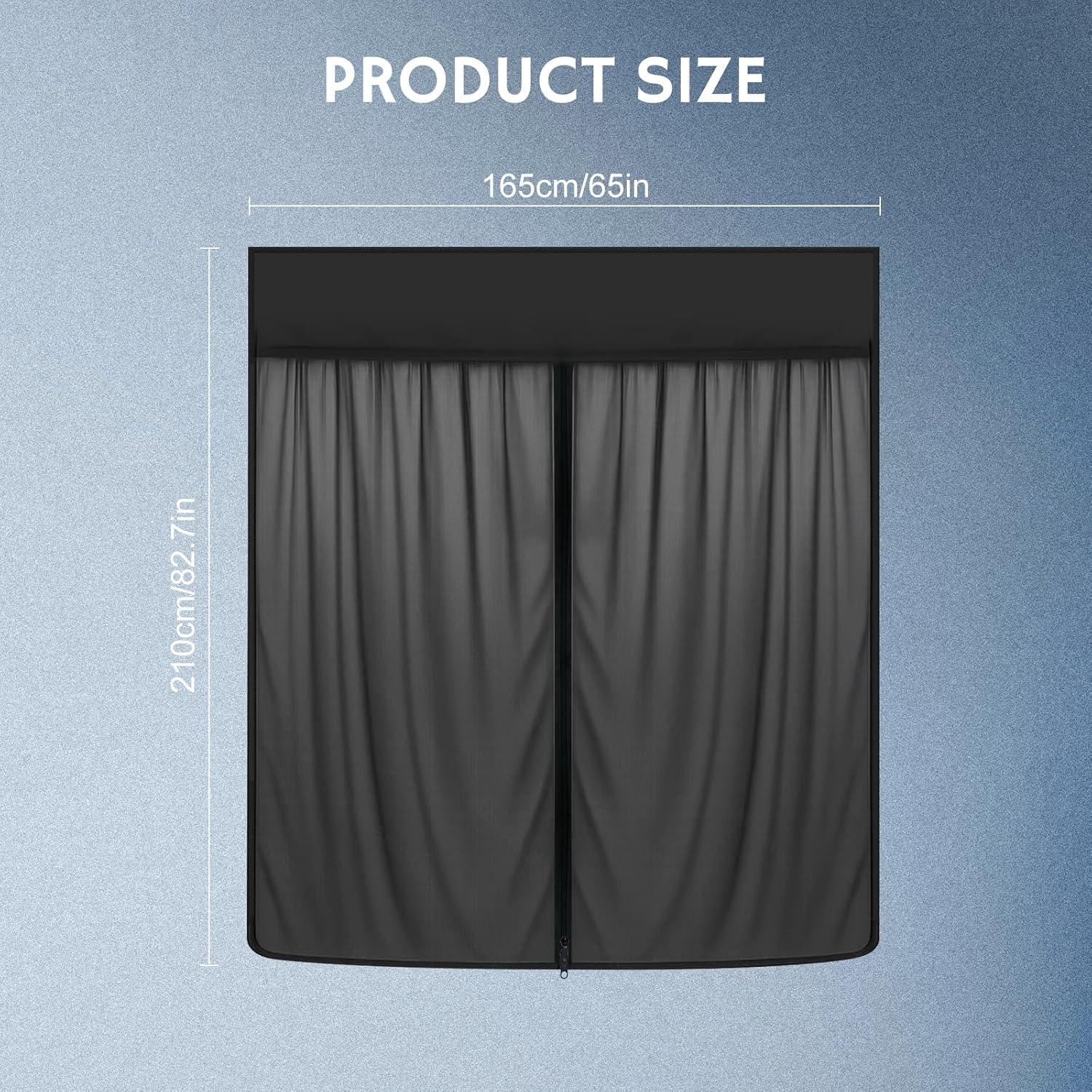 Magnetic Van Bug Screen for Side Doors & Tailgate, 82.7''x65'', Compatibile with Mercedes Sprinter, Ford Transit, RAM ProMaster, Breathable, Privacy & Ventilation, Easy Install with Storage Bag