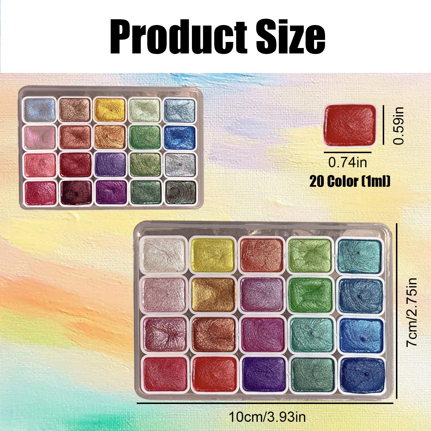 Onperpoe Set di 40 colori ad acquerello metallizzati luccicanti, set di pittura ad acquerello perlescente, scatola di pittura con glitter per artisti e amanti della pittura