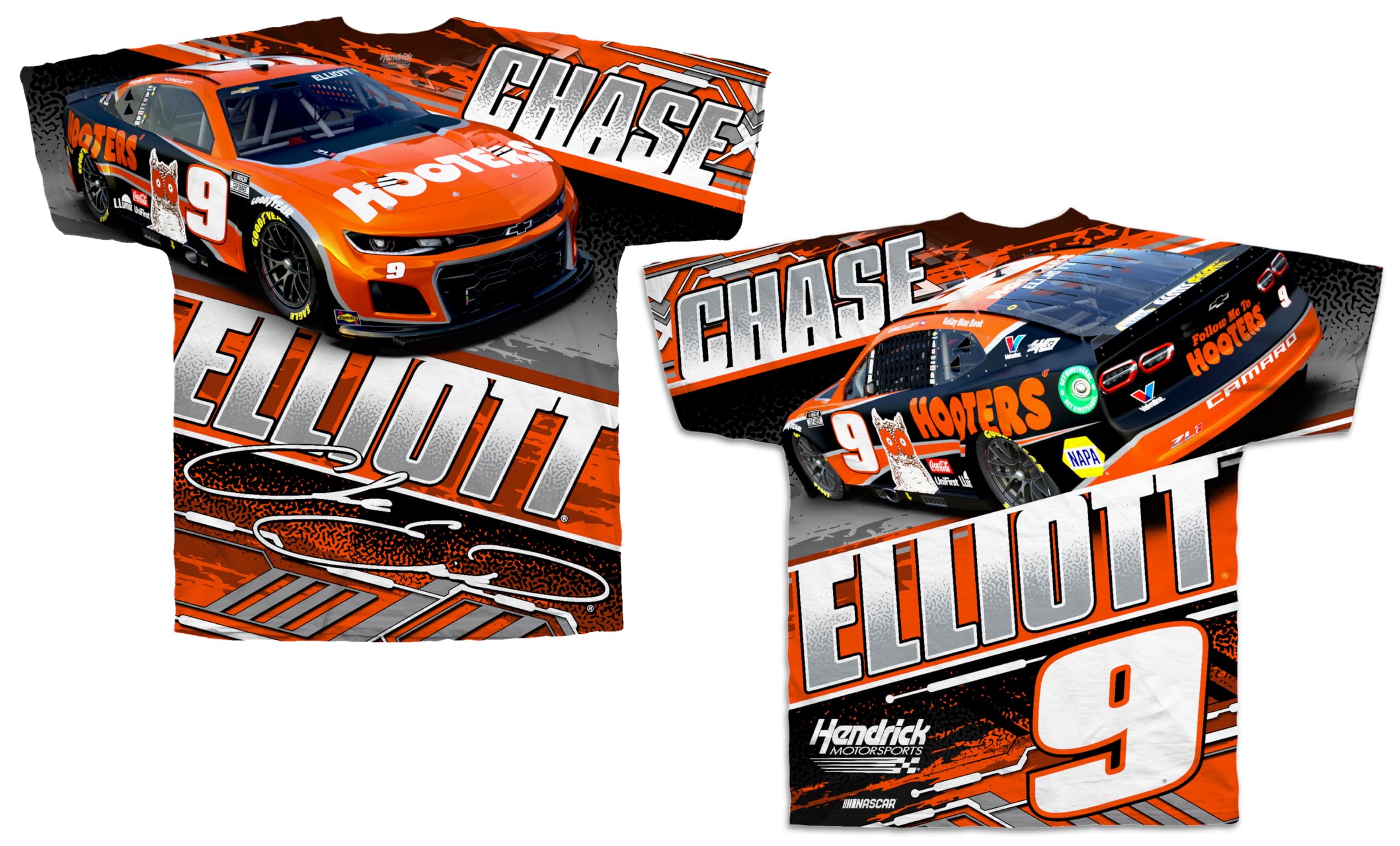 Checkered Flag Sports Chase Elliott #9 2024 Hooters Racing Total Print Sublimated Shirt for NASCAR Fans