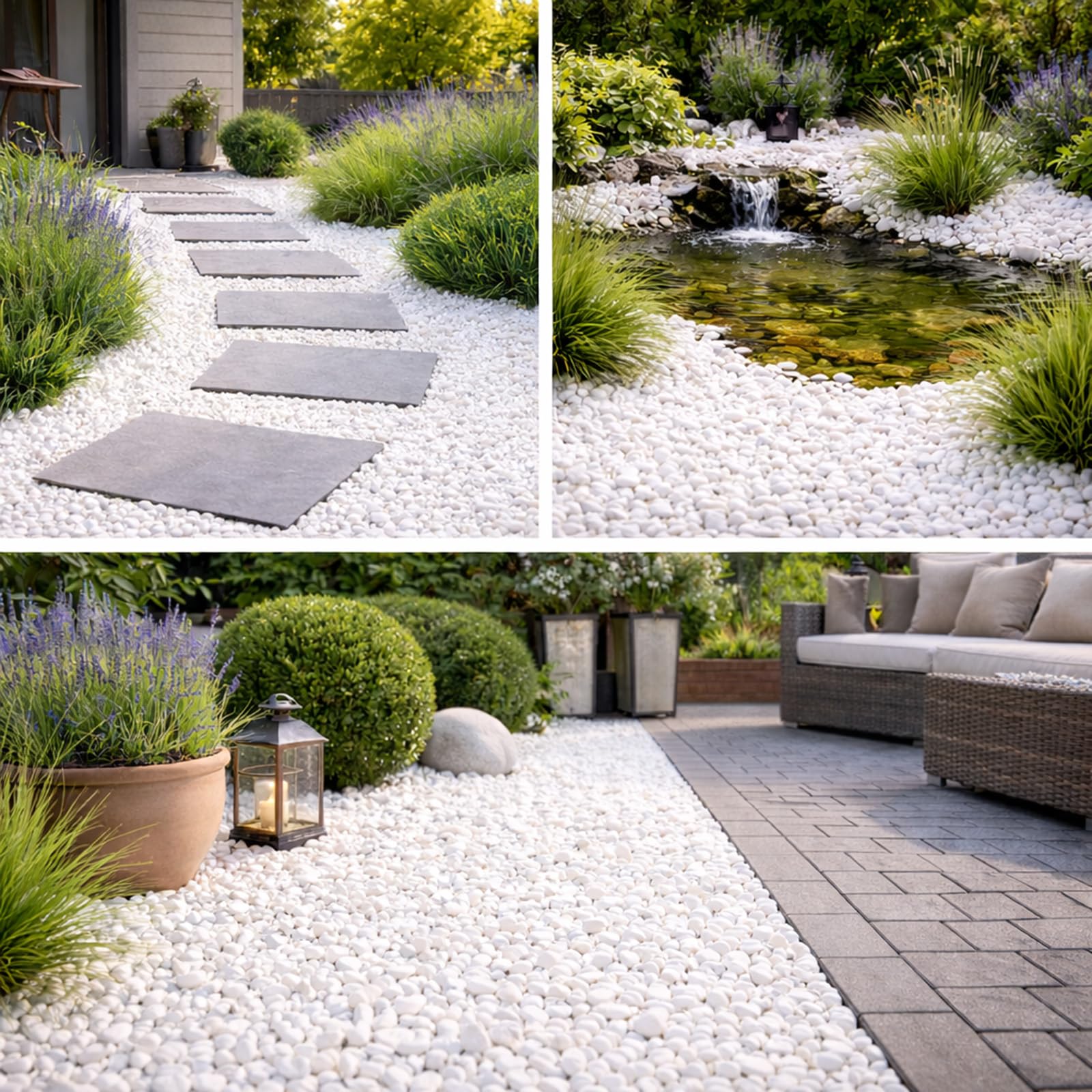 BURI Marmorkiesel weiß 25 kg Zierkies Marmorsplitt 9-12mm Marmorkies weiß Naturstein Kies Weiss Gartendekoration Kieselsteine kleine Steine Deko-Steinchen Steingarten Gartengestaltung