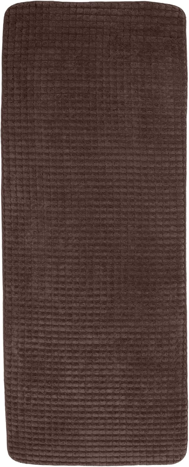 24"x59" Memory Foam Extra Long Bath Mat by Lavish Home - Woven Jacquard Fleece – Blue