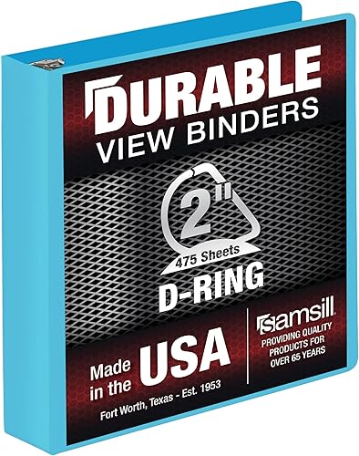 Vista 58 de Samsill Carpeta duradera de 1.5 pulgadas, fabricada en los Estados Unidos, carpeta de anillos en D, carpeta transparente personalizable, surtido