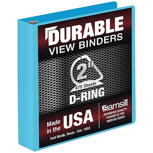 Vista 15 de Samsill Carpeta duradera de 3 anillos de 1 pulgada, fabricada en Estados Unidos, carpeta de anillos en D, cubierta transparente personalizable
