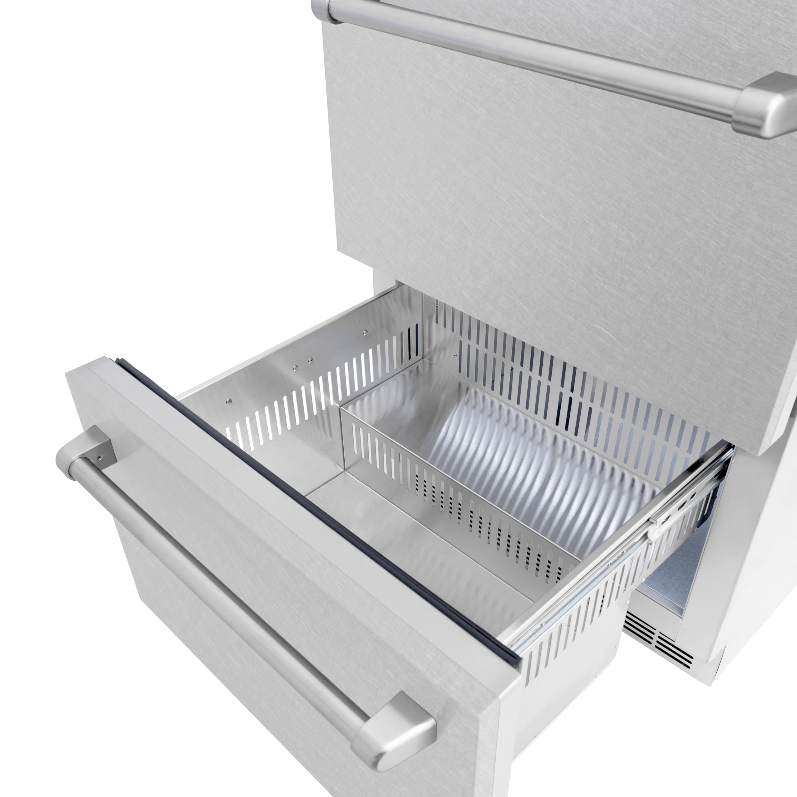 Z Line Kitchen And Bath ZLINE 24 In. Touchstone 168 Can Outdoor-Rated Dual Refrigerator Drawer With Satin Stainless Steel Doors (Rdso-Sn-24) on Fridge.com - View 4