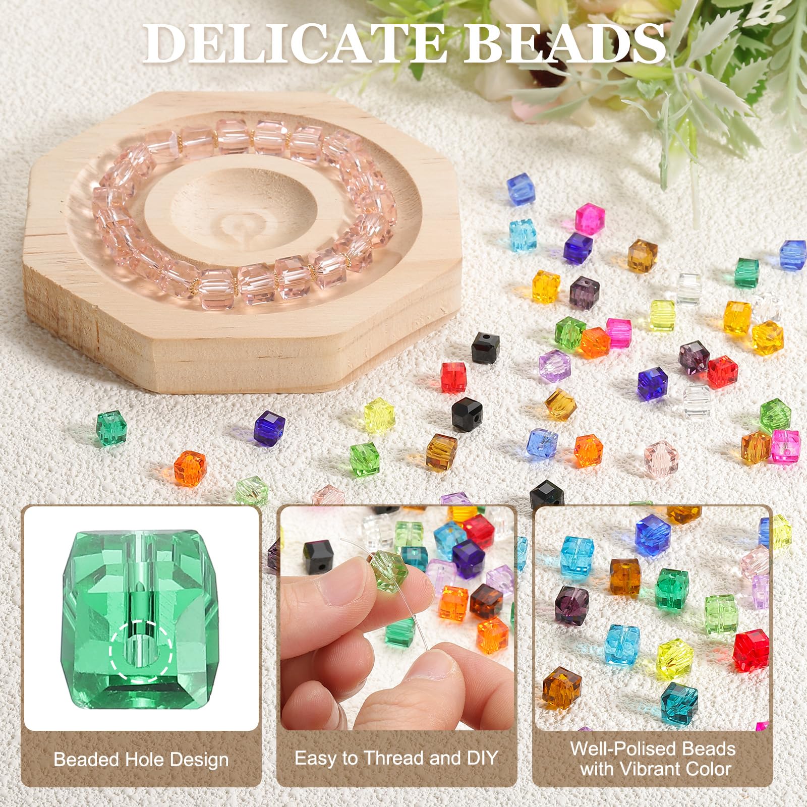 PATIKIL 6mm Crystal Glass Cube Beads - Image 3