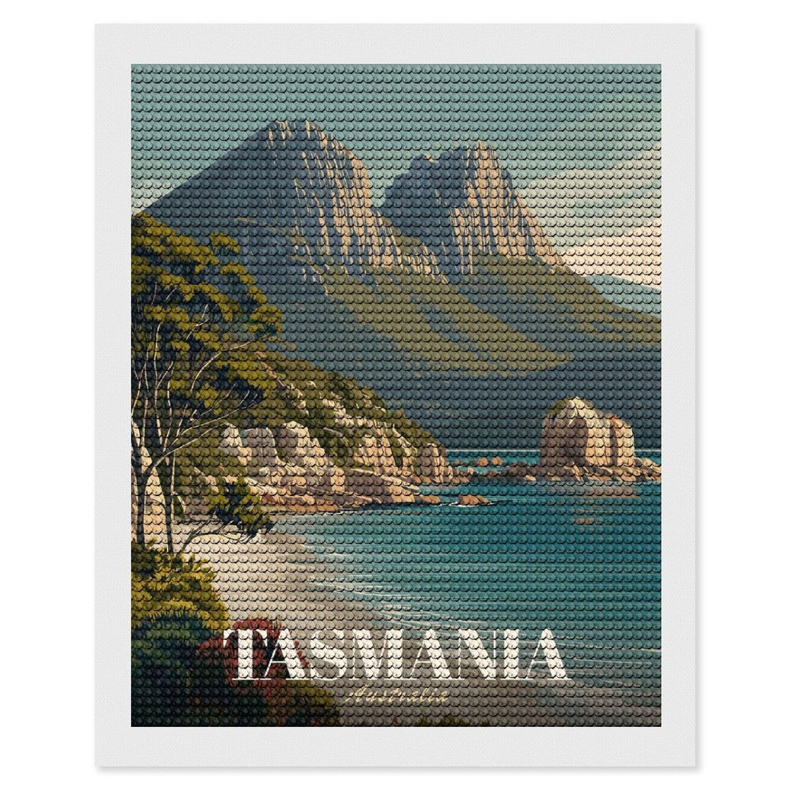 Junmoney Tasmania Australia Vintage Diamond Painting Canvas Set 16"x20", Mindful Craft Activity, Nice Detail and Sparkle, Farmhouse Decor, Birthday Gift