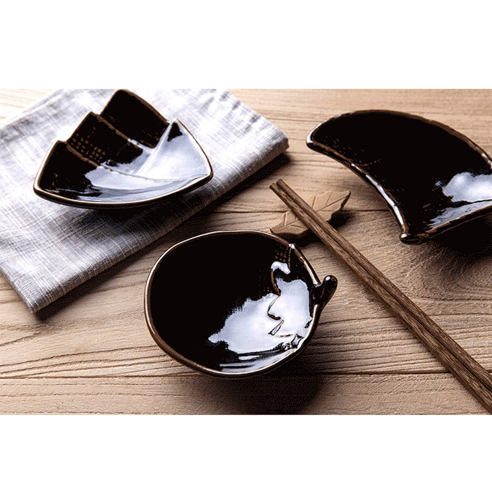 Salatteller Keramische Dip-Schalen Set Japanischer Stil 6 Packungen Soja-Sauce-Teller Mehrzweck-Seitenteller Schüssel Gewürzgerichte Soja-Tauchsauce-Gerichte (weiß / schwarz) Plastikteller ( Color : W