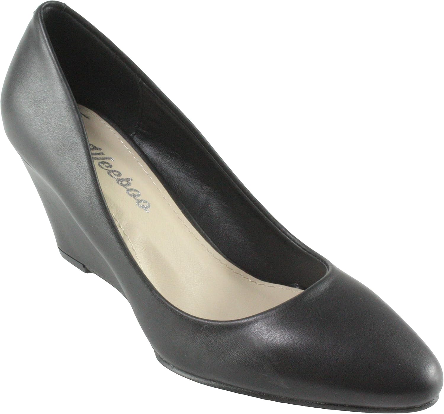 Weeboo Women's Penny-1 Leatherette Wedge Heel Dress Shoes (8, Black)
