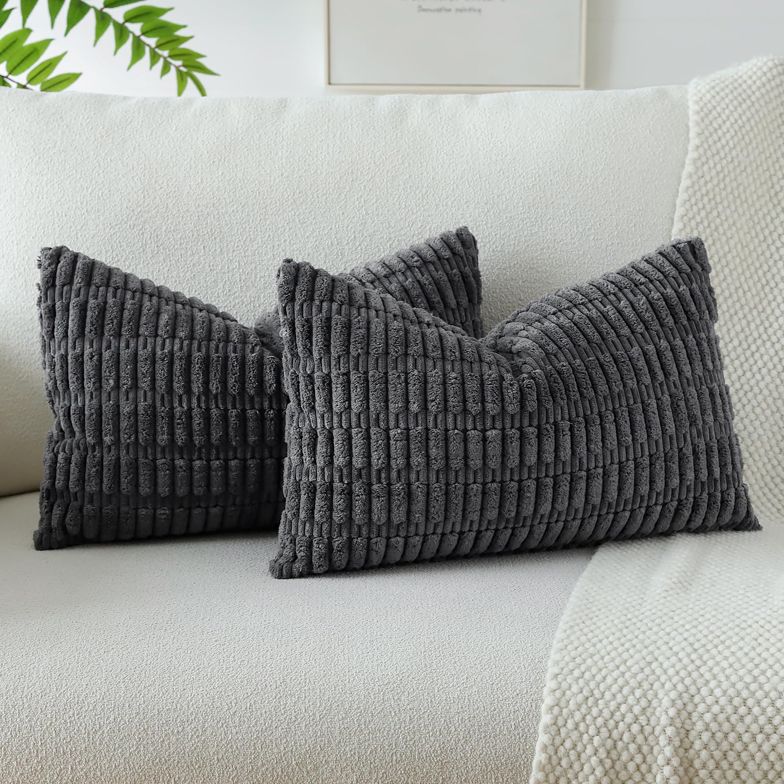 Housse de coussin en velours côtelé doux OTOSTAR pour décoration salon