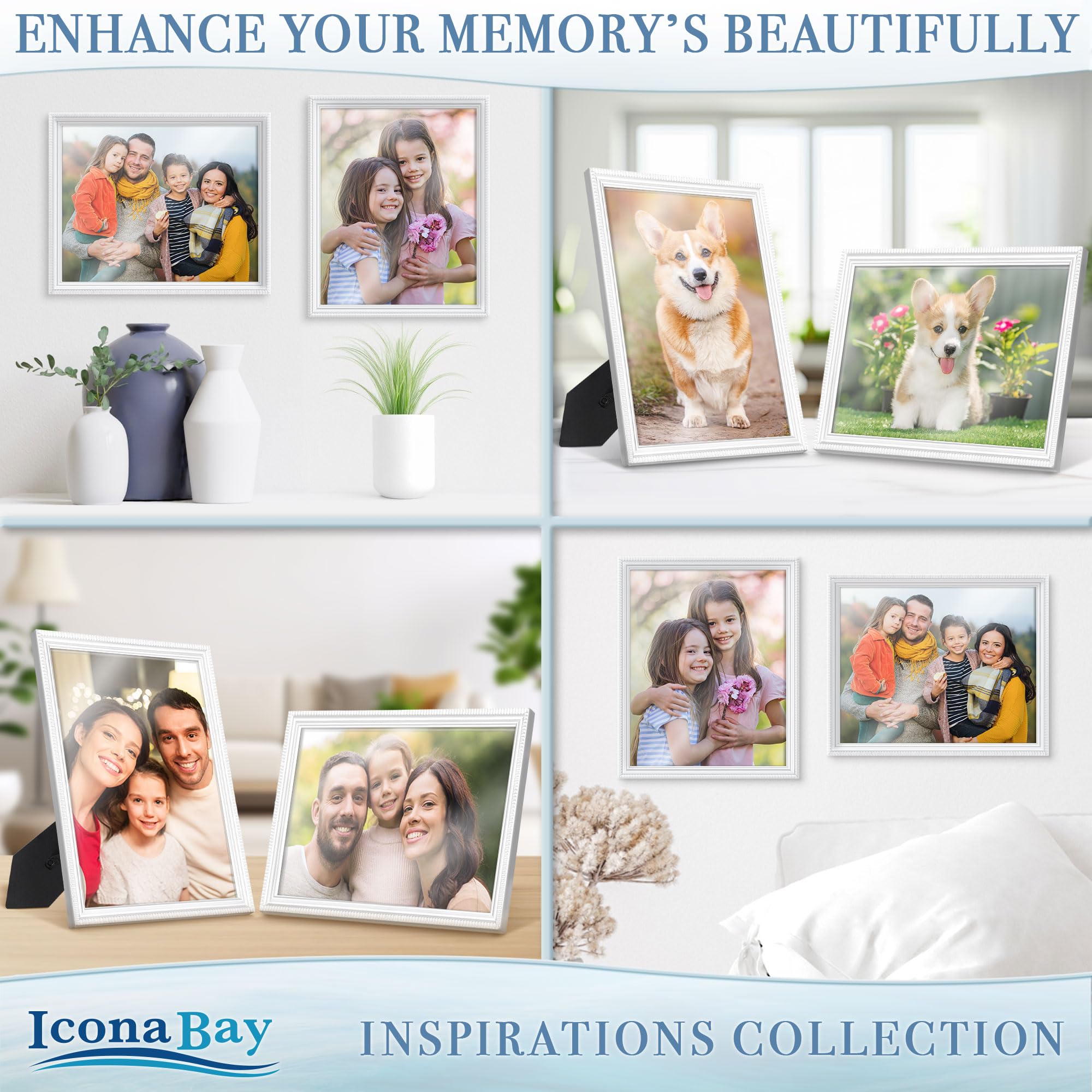 Icona Bay 8x10 Picture Frames (Gold, 6 Pack), Modern Professional Frame Set, Noble Collection