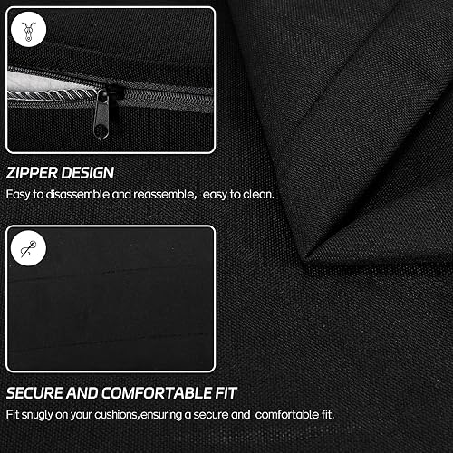 Miniatura 6 de BULEXYARD Fundas de cojín de repuesto para sofá de patio para muebles de exterior, fundas de cojín para respaldo (negro, 662)