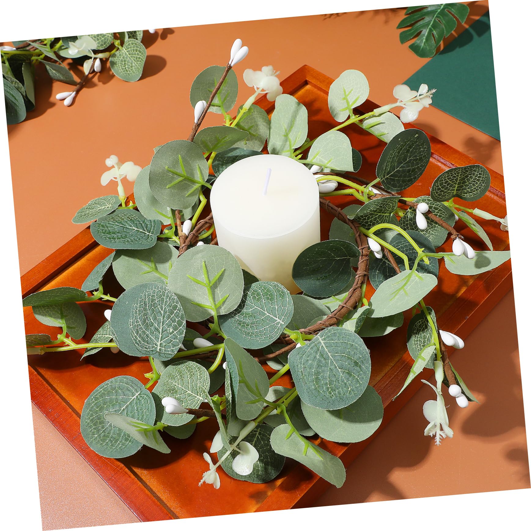 Healeved Eukalyptus-Kerzenring – Dekorativer Tischschmuck, 2 Stück, Ca. 15 X 15 Cm