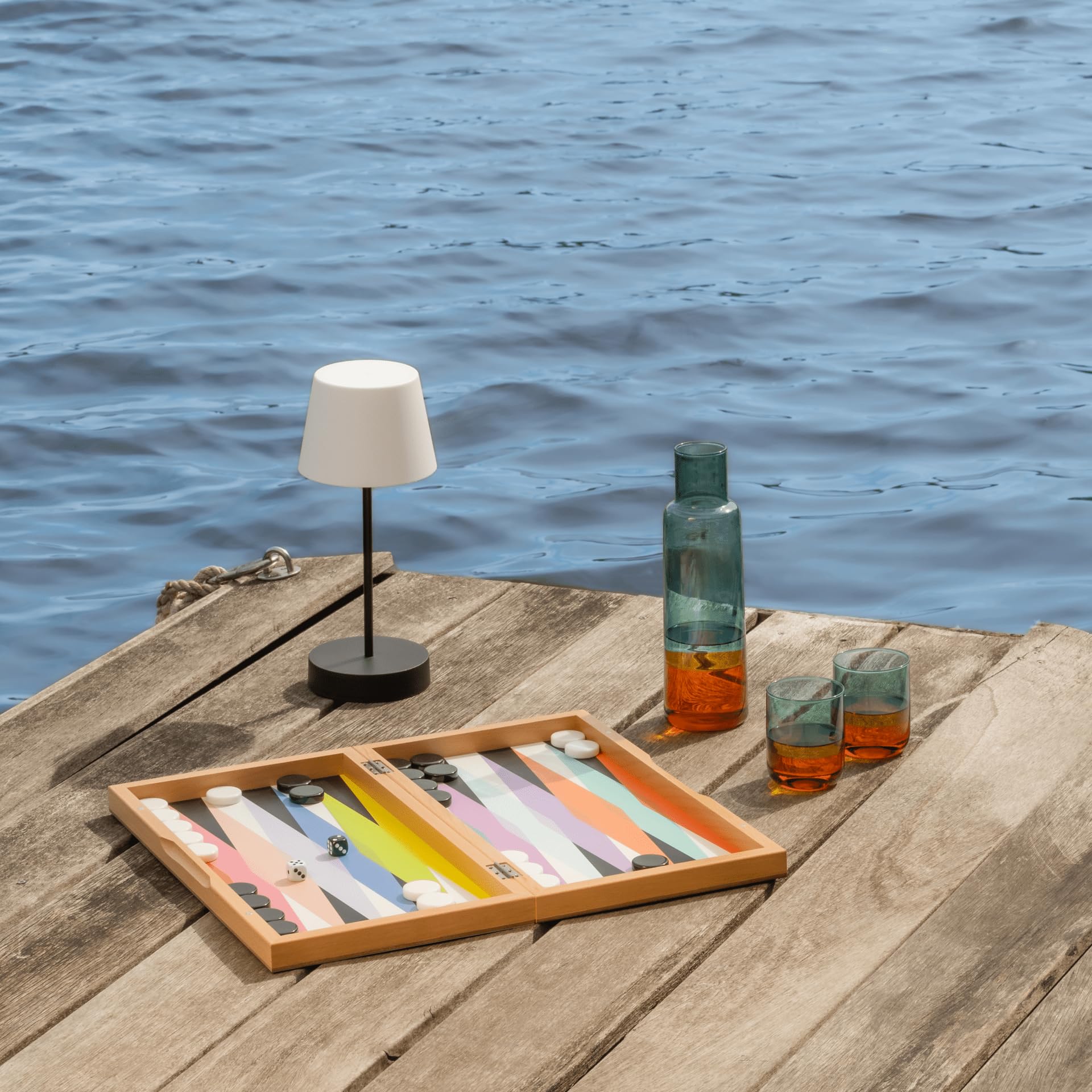 Remember Backgammon, scatola in legno di faggio e cubi in plastica, multicolore