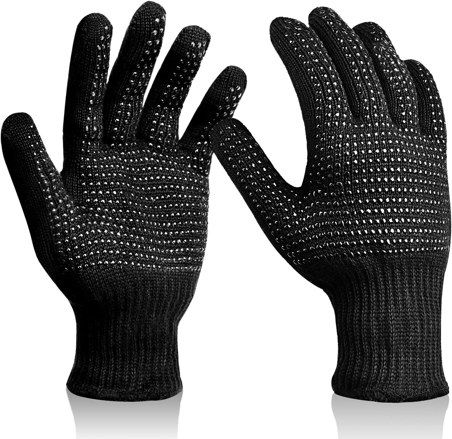 Sopito Heat Resistant Gloves with Silicone Bumps, Professional Heat Gloves for Hair Styling Curling Iron Wand Flat Iron, Black