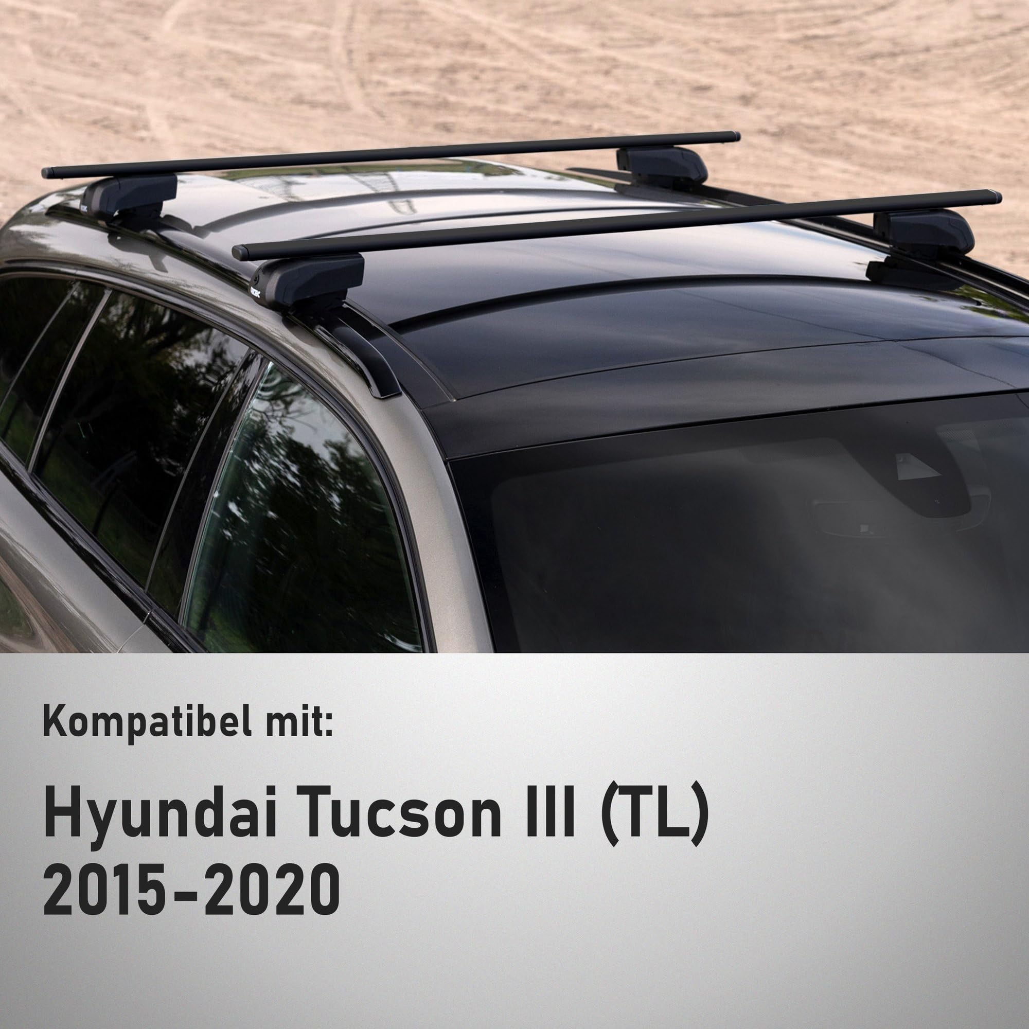 CHROMEMASTER | Dachgepäckträger Dachträger | Kompatibel mit Hyundai Tucson 2015-2020 | Er dient zum Transport Einer Dachbox, Fahrradträger, Leiter; Robuste Dachträger aus Stahl