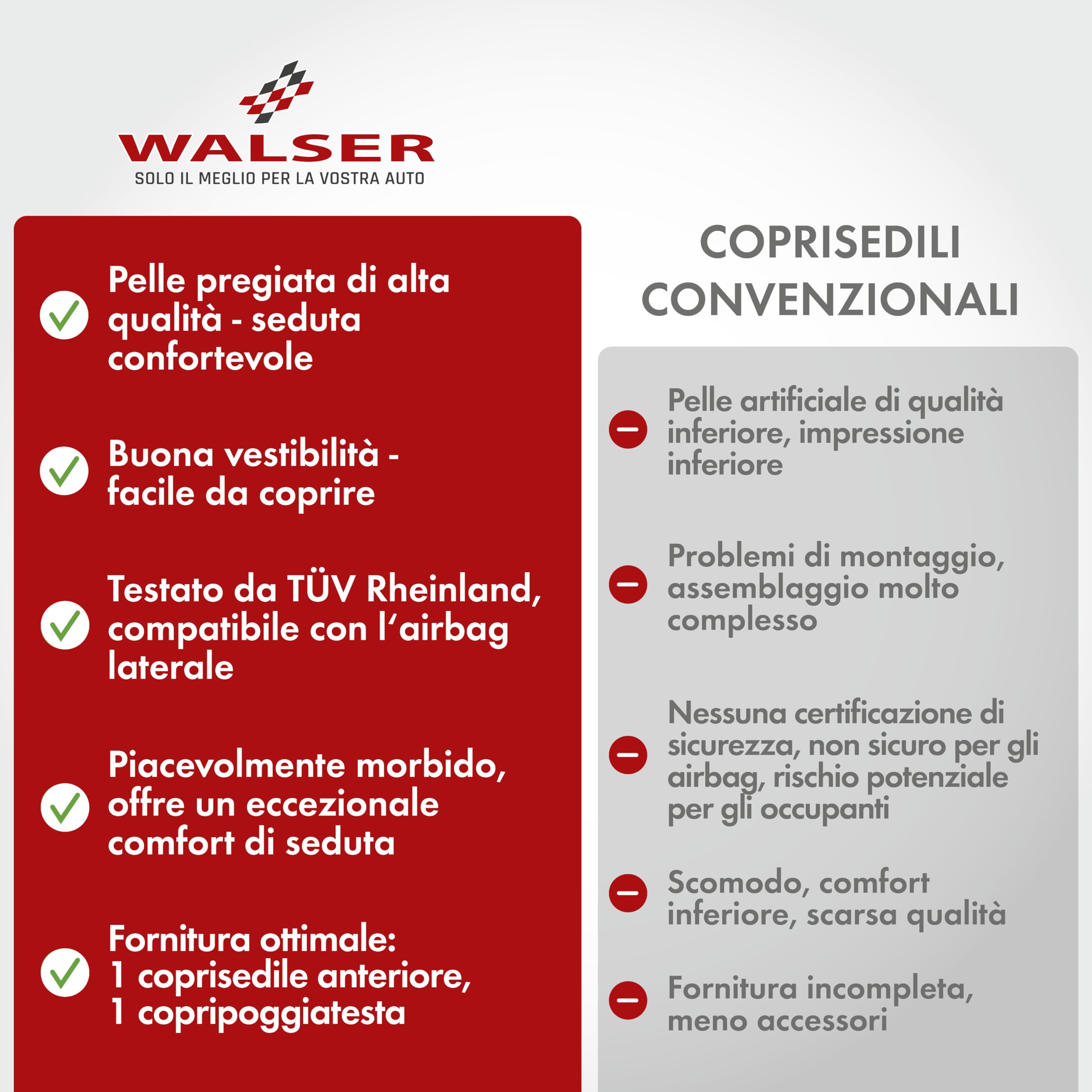 Walser coprisedile auto Billy in vera pelle, copertura in pelle di alta qualità, coprisedile in vera cuoio in misura universale beige 19636