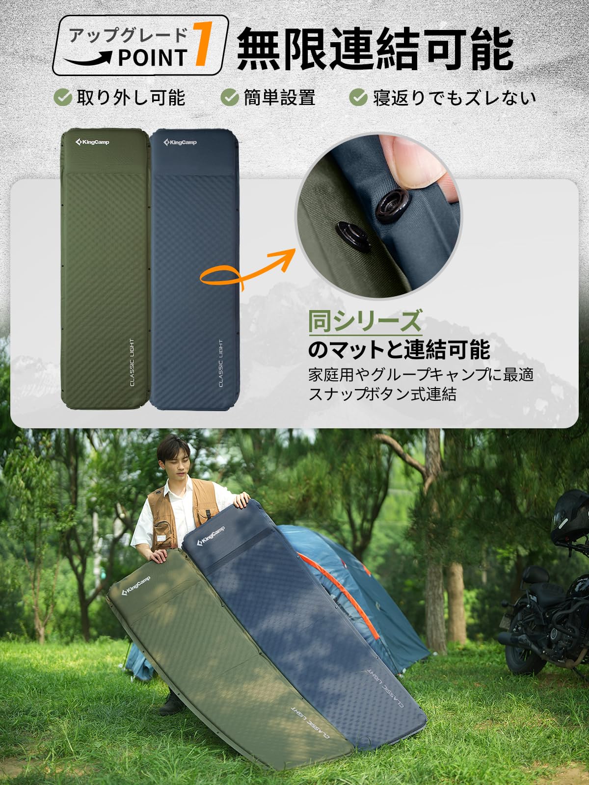りこぴん　KingCamp 自動膨張マット デラックスワイド⭐︎エアマット りこぴん様専用 KingCamp 自動膨張マット デラックスワイド