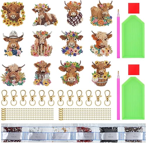 Miniatura 2 de Hiboom 24 piezas de adornos de pintura de diamantes 5D de Navidad llavero de pintura de diamante colgante arte de diamantes adornos de Navidad DIY