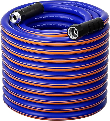 Miniatura 1 de Manguera de jardín de 100 pies x 58 pulgadas, manguera de agua de goma híbrida de 100 pies, duradera, anti-UV, resistente, sin fugas, ligera,