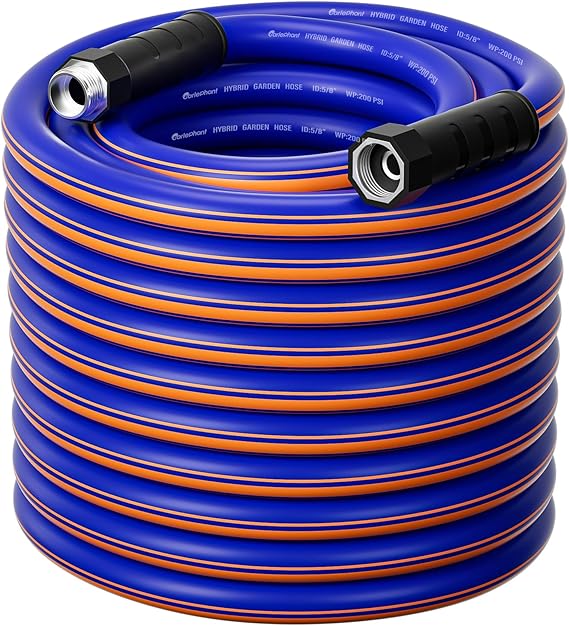 garden hose 100 ft x 5/8Inch, Hybrid Rubber water hose 100ft, Durable, Anti-UV, Sturdy, No-Leakage, Lightweight, Flexible, Heavy Duty garden hoses with Swivel Handle