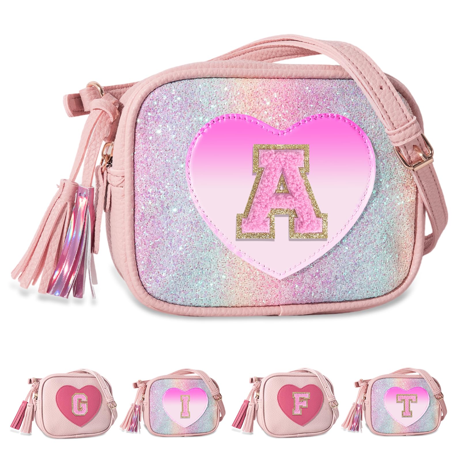 Personalized Toddler Purse for Girls 2–10, Cute Little Girl Purse &amp; Kids Wallet, Small Initial Shoulder Crossbody Bag, Birthday &amp; Christmas Gift for Daughter(Rainbow,A)