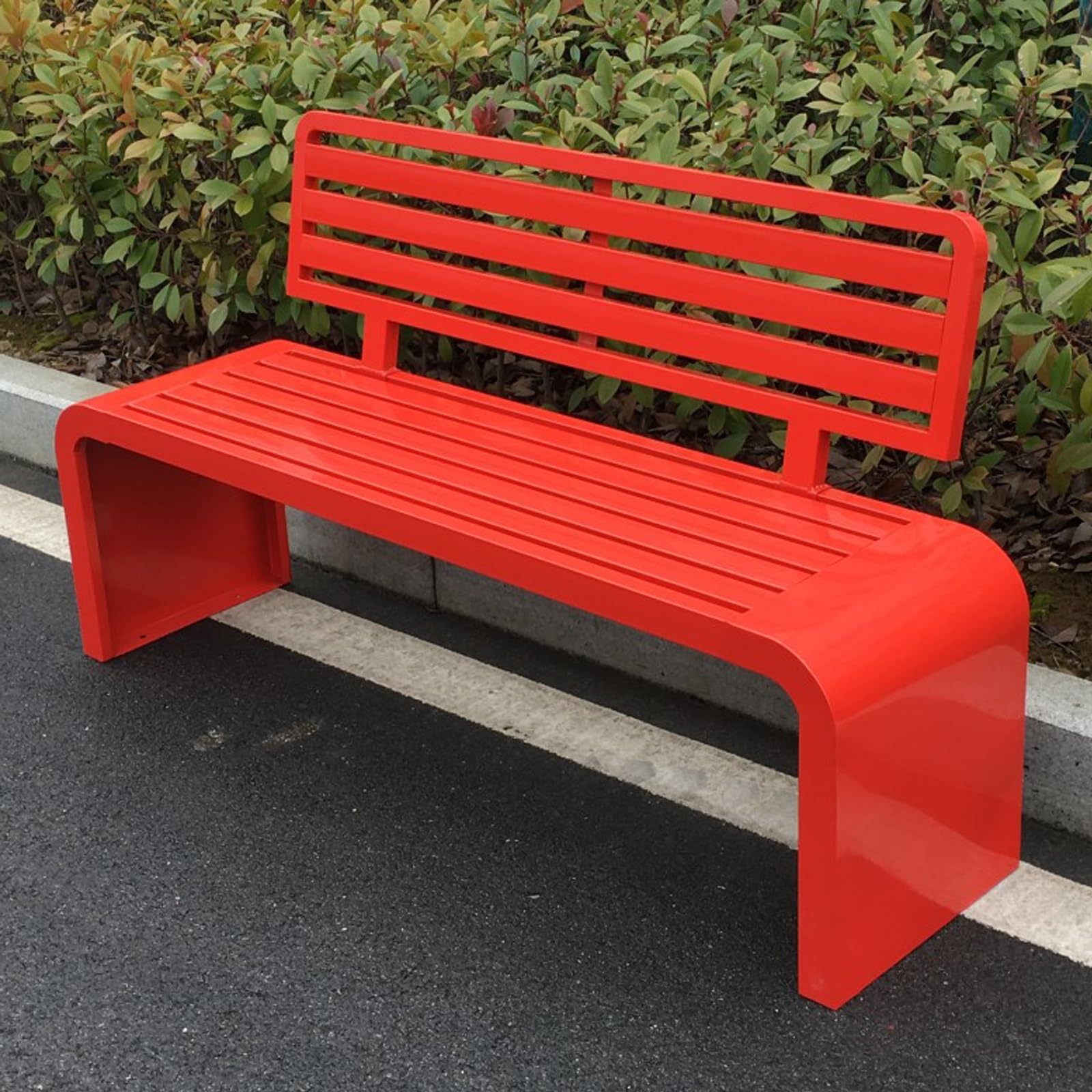 Sitzbank Metall, Terrassenmöbel, Park-Gartenbank, Mehrere Farben, Wetterfeste Terrassenbank mit Rückenlehne, for Draußen, Park, Hof, Terrasse(Red,120cm/47in)