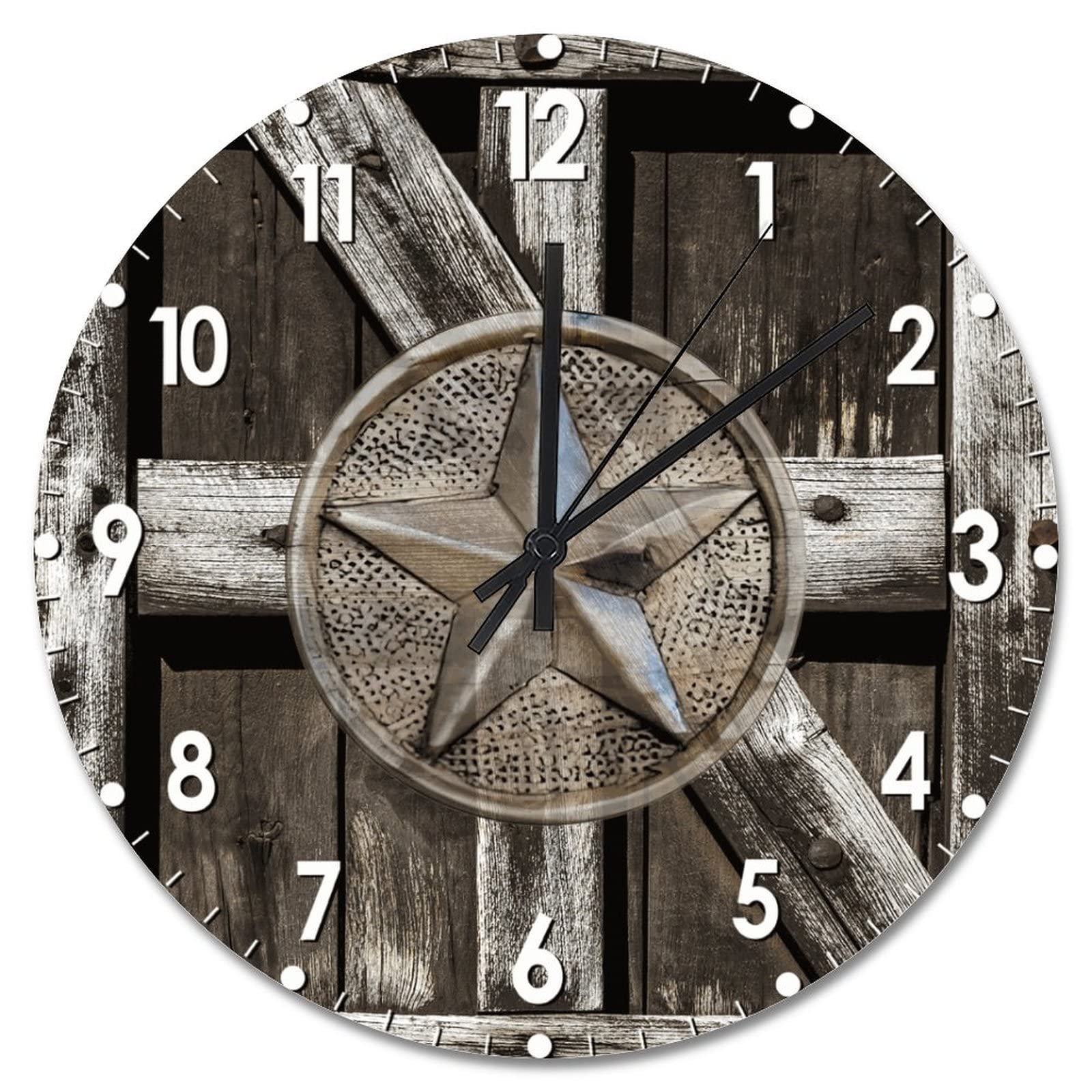 Horloge murale silencieuse Texas Stars 38 cm pour salon et bureau à piles