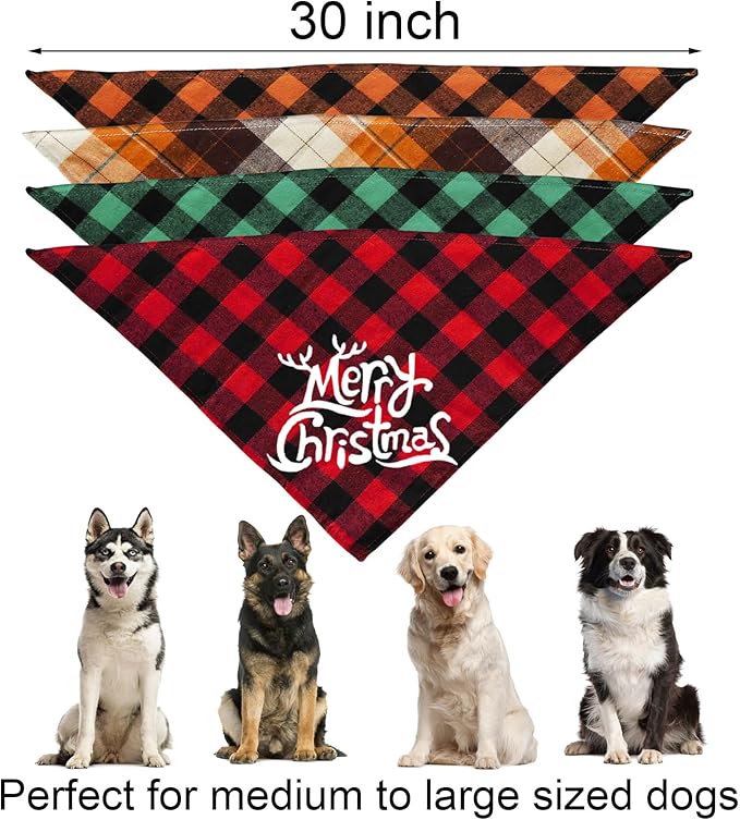 4 Pañuelos para Perros Grandes - Halloween Thanksgiving Navidad miniatura 2