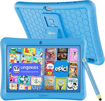 Contixo 10" Android Kids Tablet 32GB - Includes Exclusive Games and Educational Apps, Parental Controls, Kid-Proof Case with Kickstand & Stylus - Blue