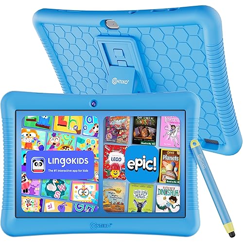 Contixo 10" Android Kids Tablet 32GB - Includes Exclusive 80+ Disney Storybooks (Value $350), Parental Controls, Kid-Proof Case with Kickstand & Stylus - Blue