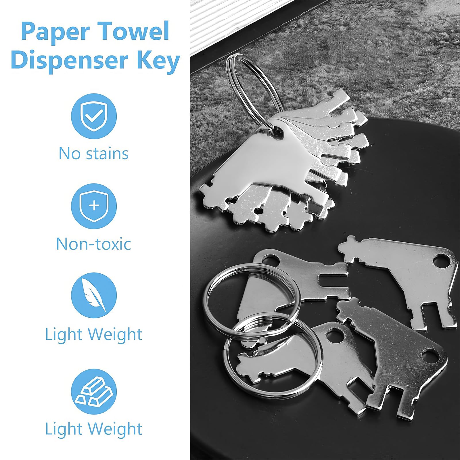 Chiave per Dispenser Carta Igienica in Metallo - Set da 5 Pezzi con 5 Anelli, Compatibile con Georgia Pacific, Tork SCA, San Jamar - Per Asciugamani di Carta, Dispenser Bagno e Uffici