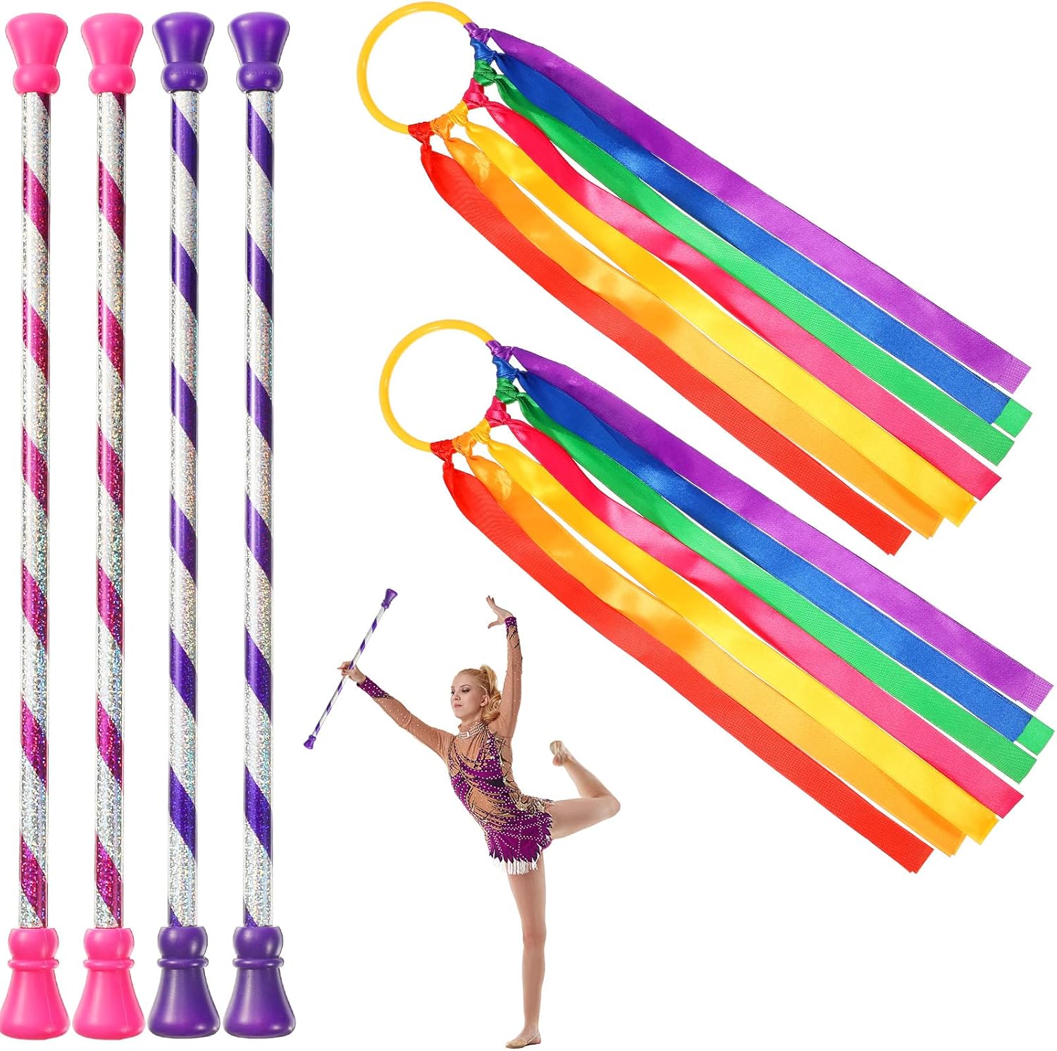 6 Pcs Twirling Batons Center Balanced Batons for Twirling 24 Inch Kid