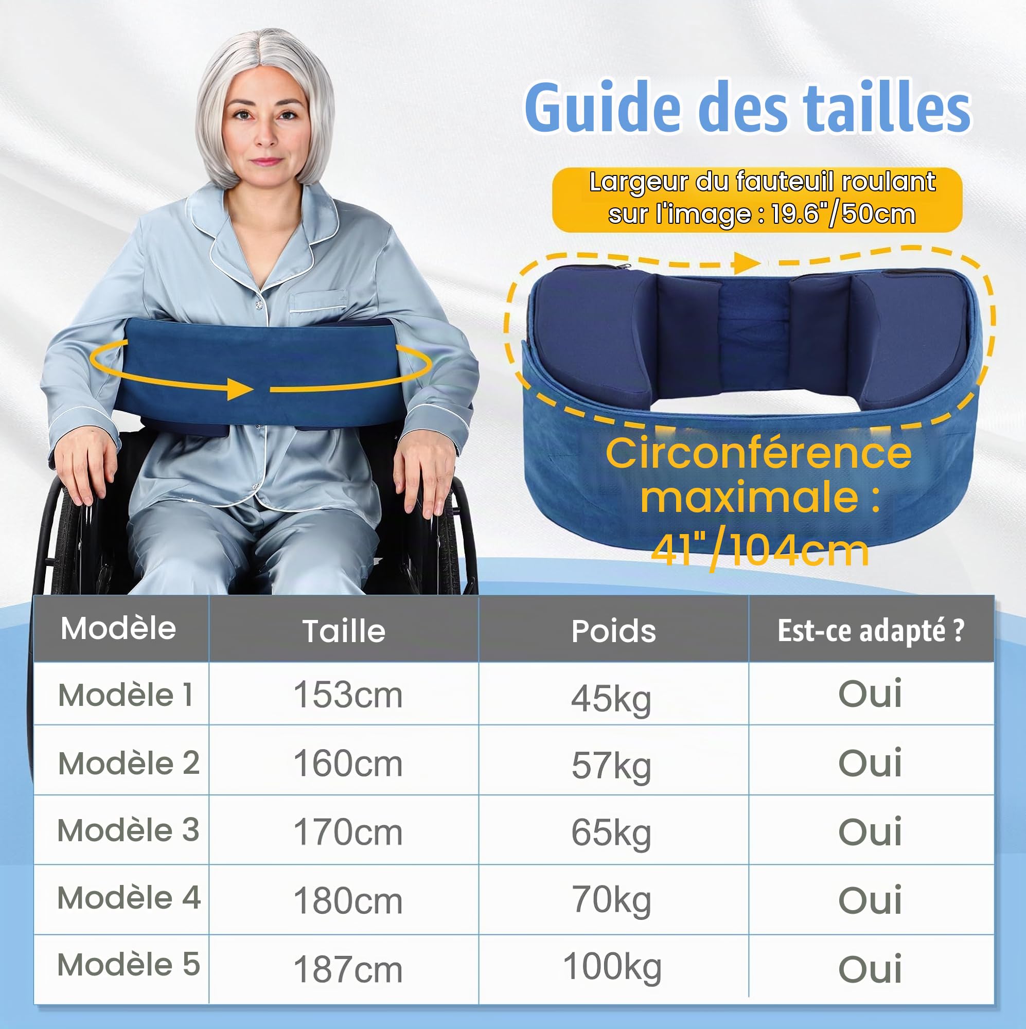 Support latéral pour Fauteuil Roulant - Coussin de Soutien Dorsal pour Les Personnes Qui ne Peuvent Pas s'asseoir Debout en Fauteuil Roulant
