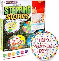 Made By Me DIY Mix & Mold Stepping Stones Kit - Create 4 Personalized 7-Inch Keepsakes with Paints, Gems & Tiles for Kids Ages 6+