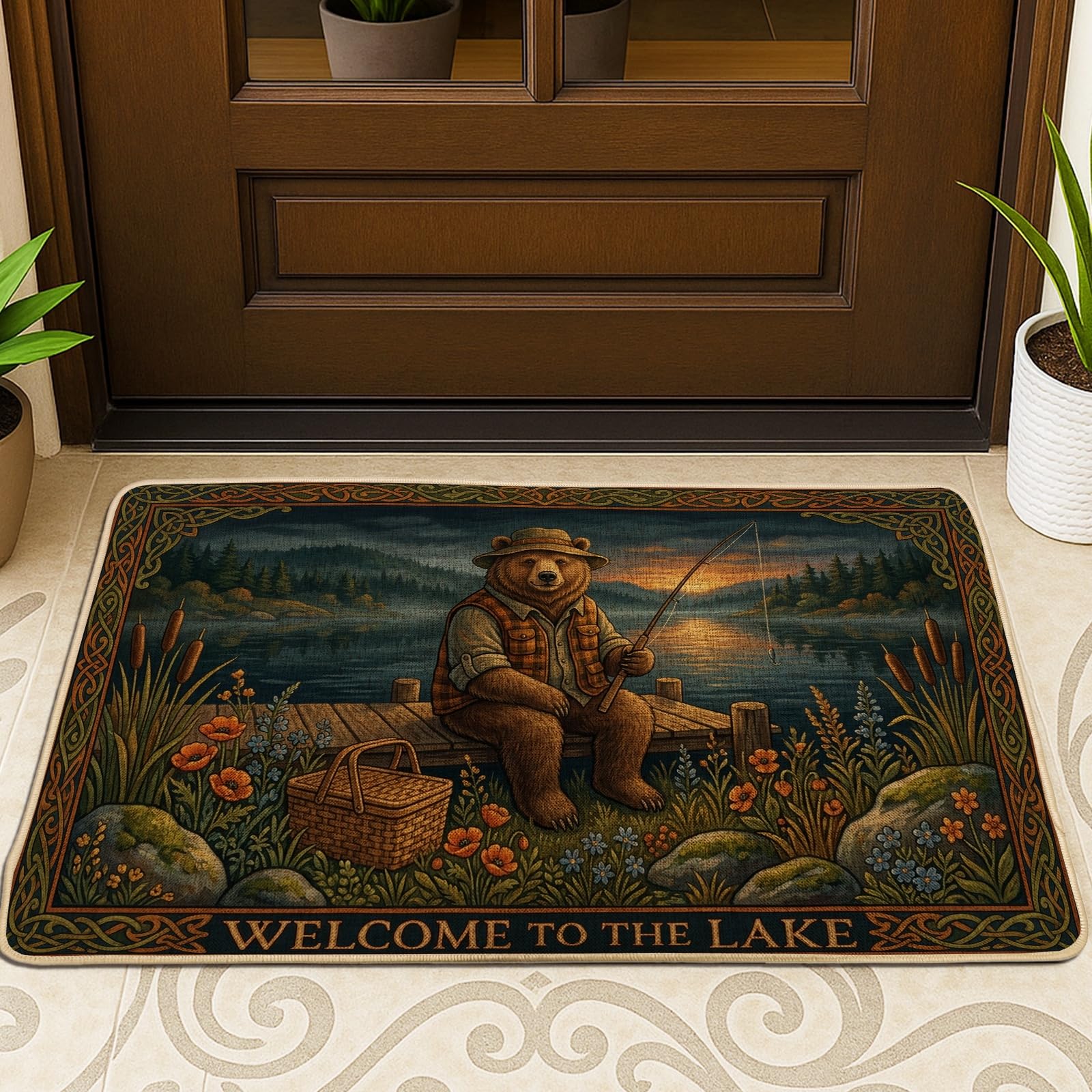 Tapis de sol antidérapant rustique vert pour éviter les saletés de l'entrée
