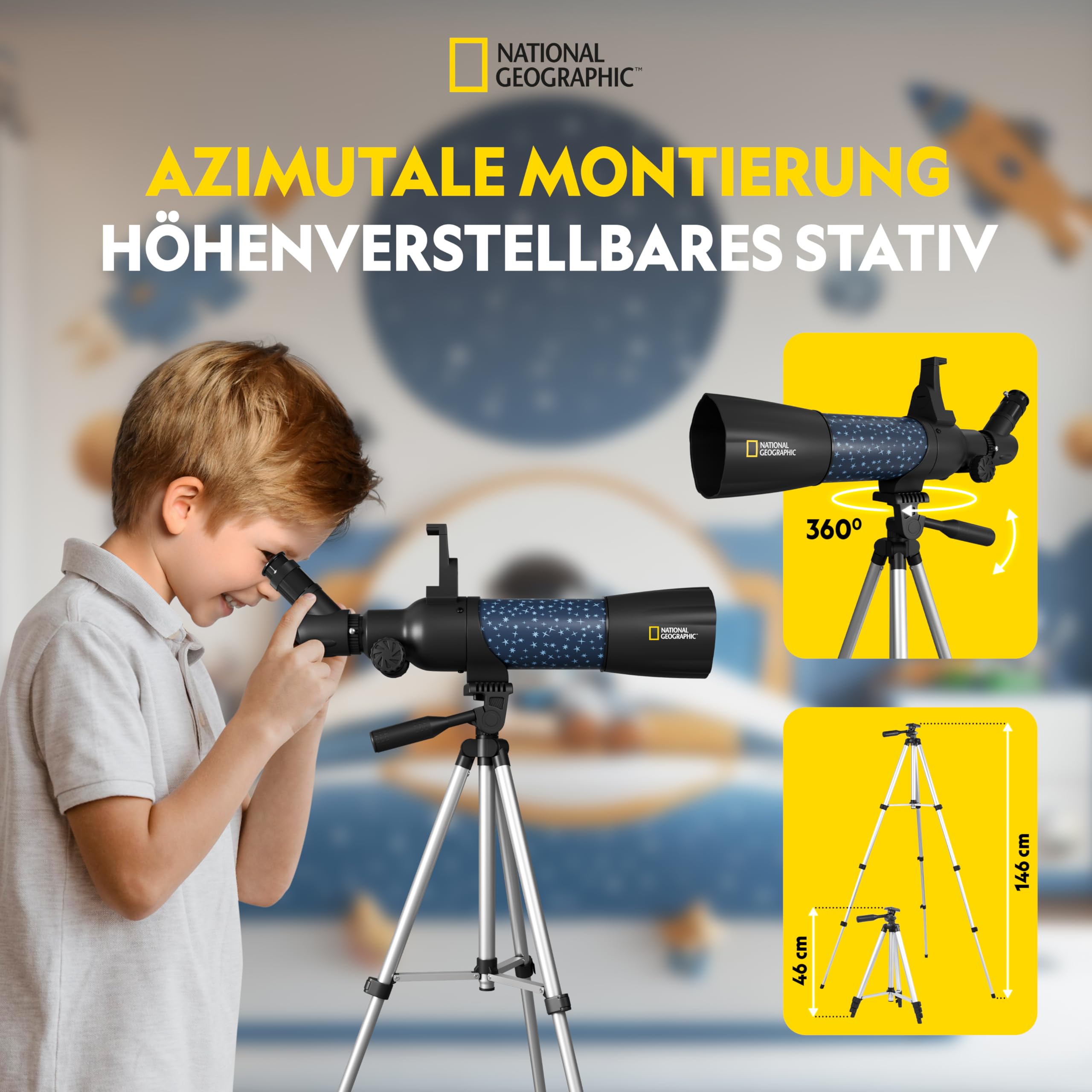 National Geographic Inteligentny teleskop AR dla dzieci ze statywem, plecakiem, uchwytem na smartfon i aplikacją rozszerzonej rzeczywistości