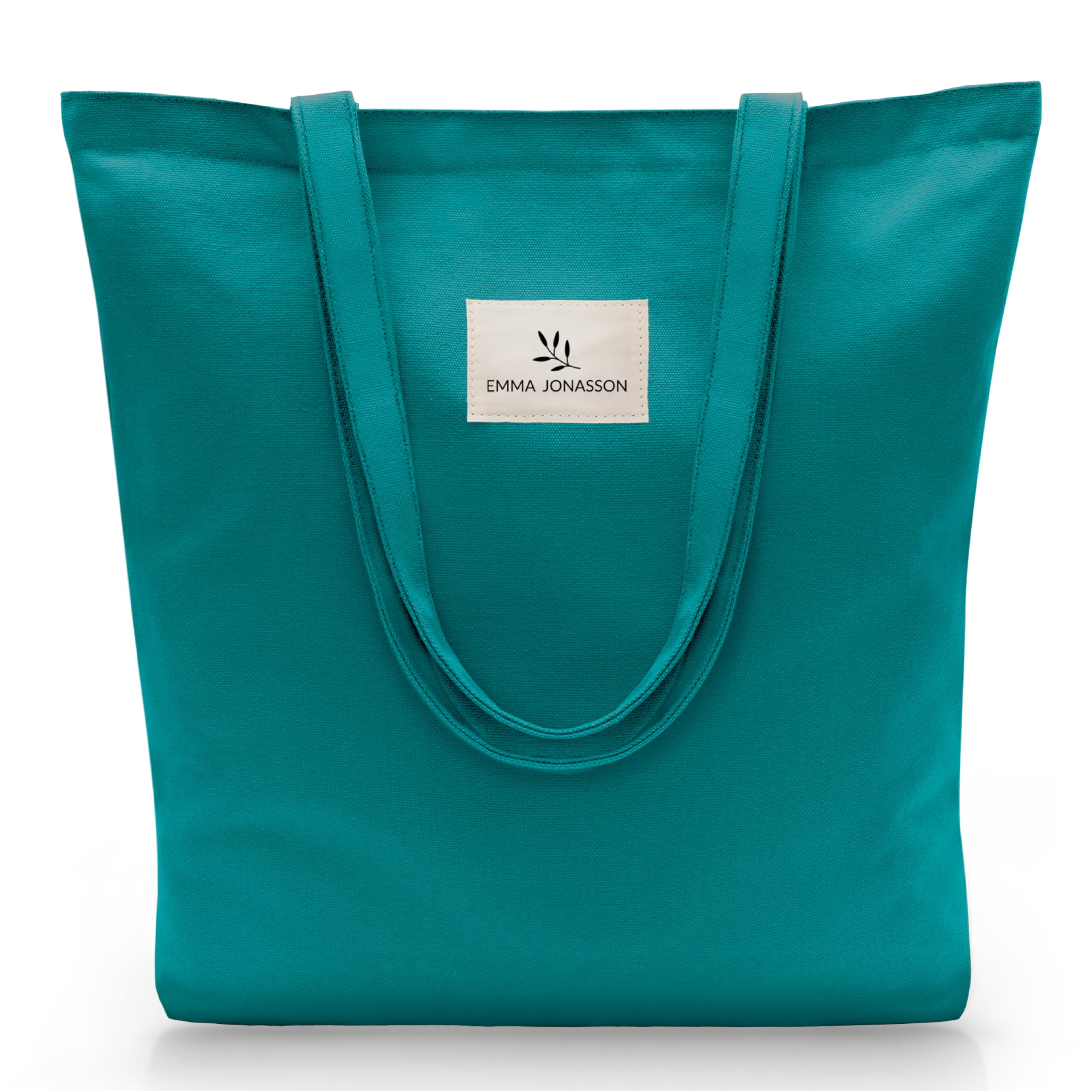 Emma Jonasson Jutebeutel mit Reißverschluss - Stilvoller Shopper Damen mit Innentasche - Einkaufstasche mit langem Henkel - Perfekte Tasche als Tote bag, Schultertasche, Stofftasche groß türkis