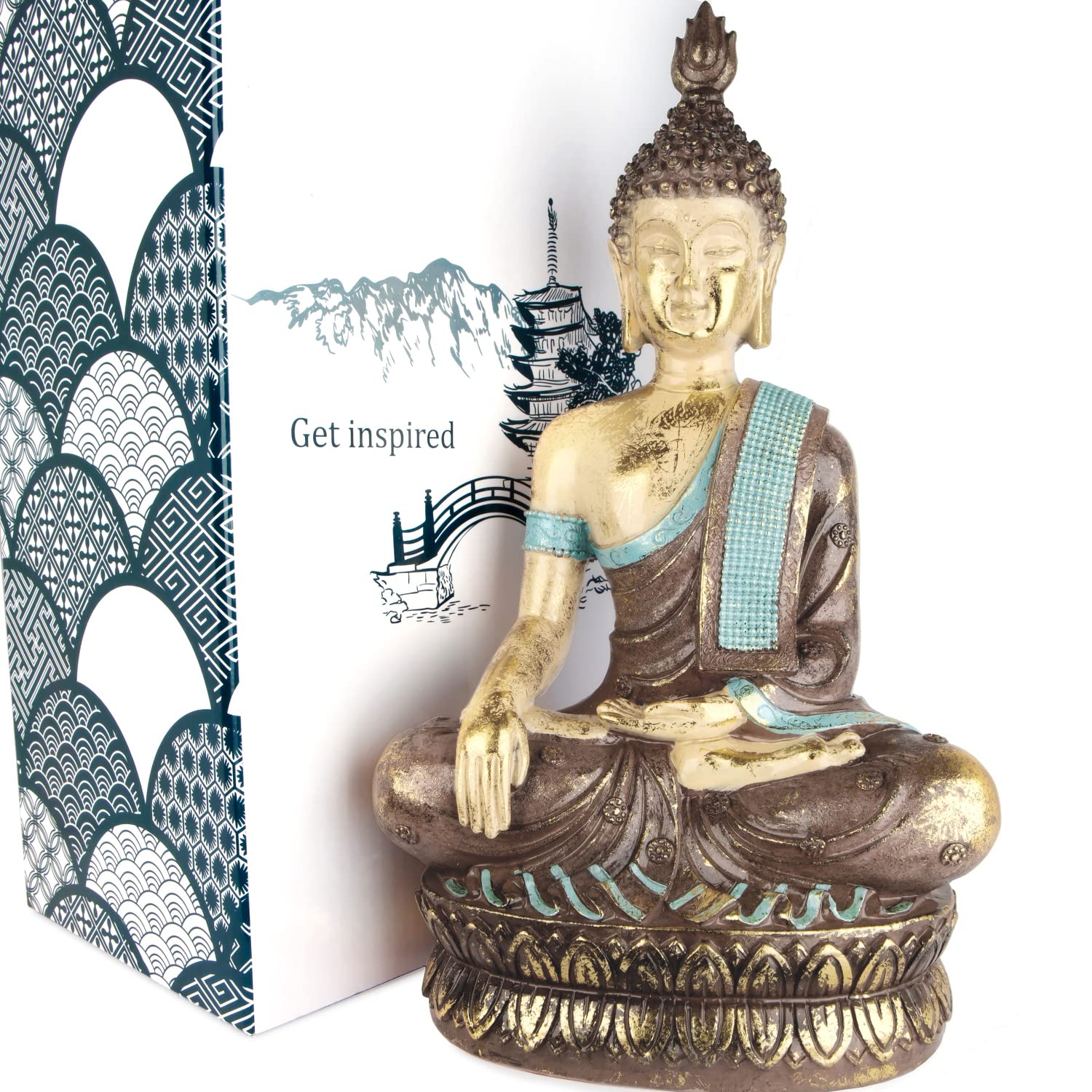 25DOL Buddha Statue - 13" The Moment of Enlightenment. Collectibles, Meditation, Spiritual & Hindu Decor