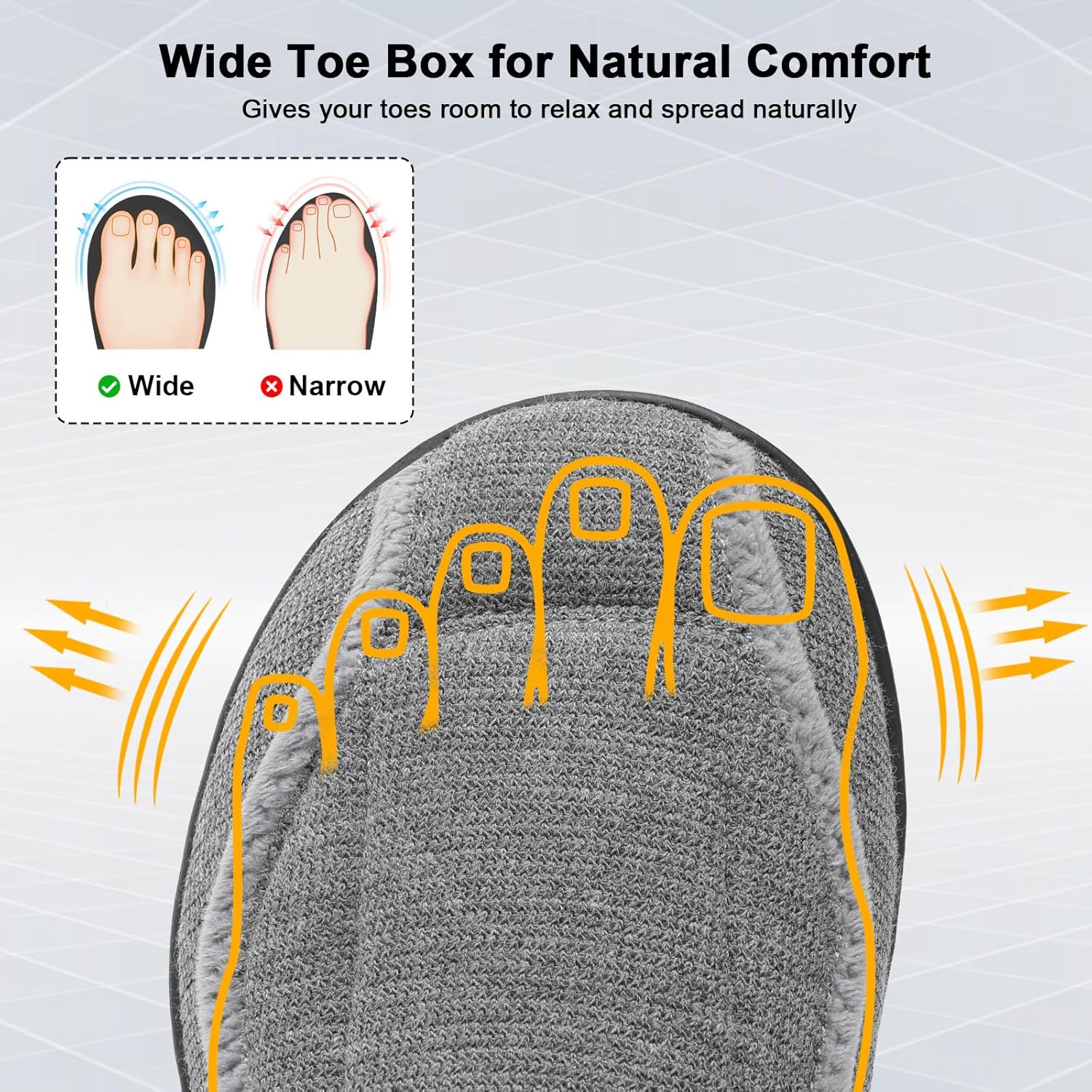 JOINFREE Women Men House Slippers Indoor Slip On Wide Fit Diabetic Shoes Adjustable, Non-Slip Cozy Comfort Home Slippers Shoes for Swollen Feet, Edema, Elderly, Preganant Medium Grey Size 15 - Image 4