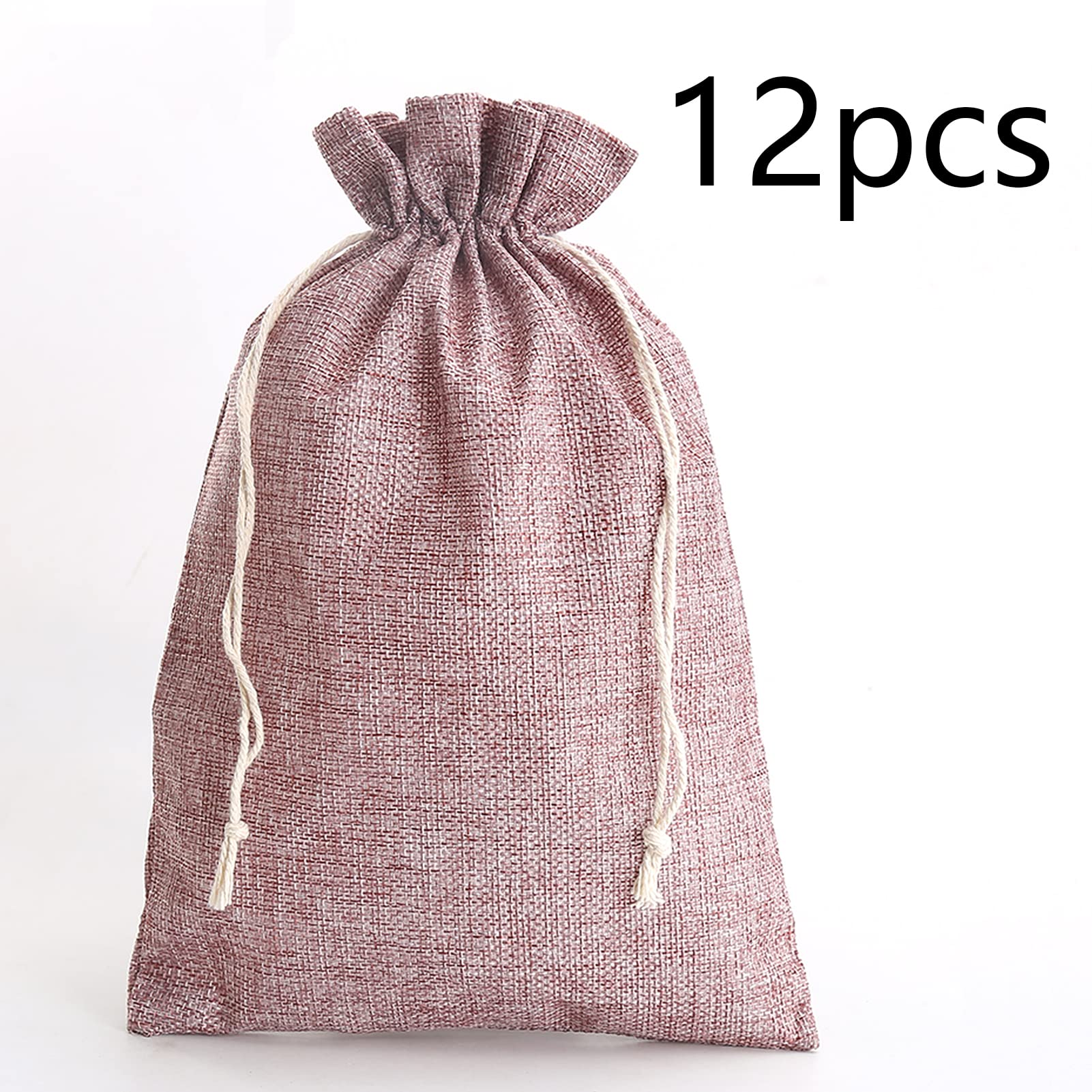 12 Sacchetti Di Iuta Con Coulisse - 20x30cm Grigi Per Eventi E Regali