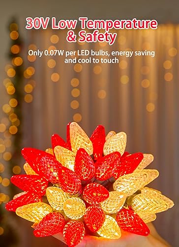 Miniatura 8 de Luces LED de Navidad C9 para exteriores, 81 pies, 100 luces LED con temporizador y 8 modos de luz, árbol de Navidad impermeable de grado comercial