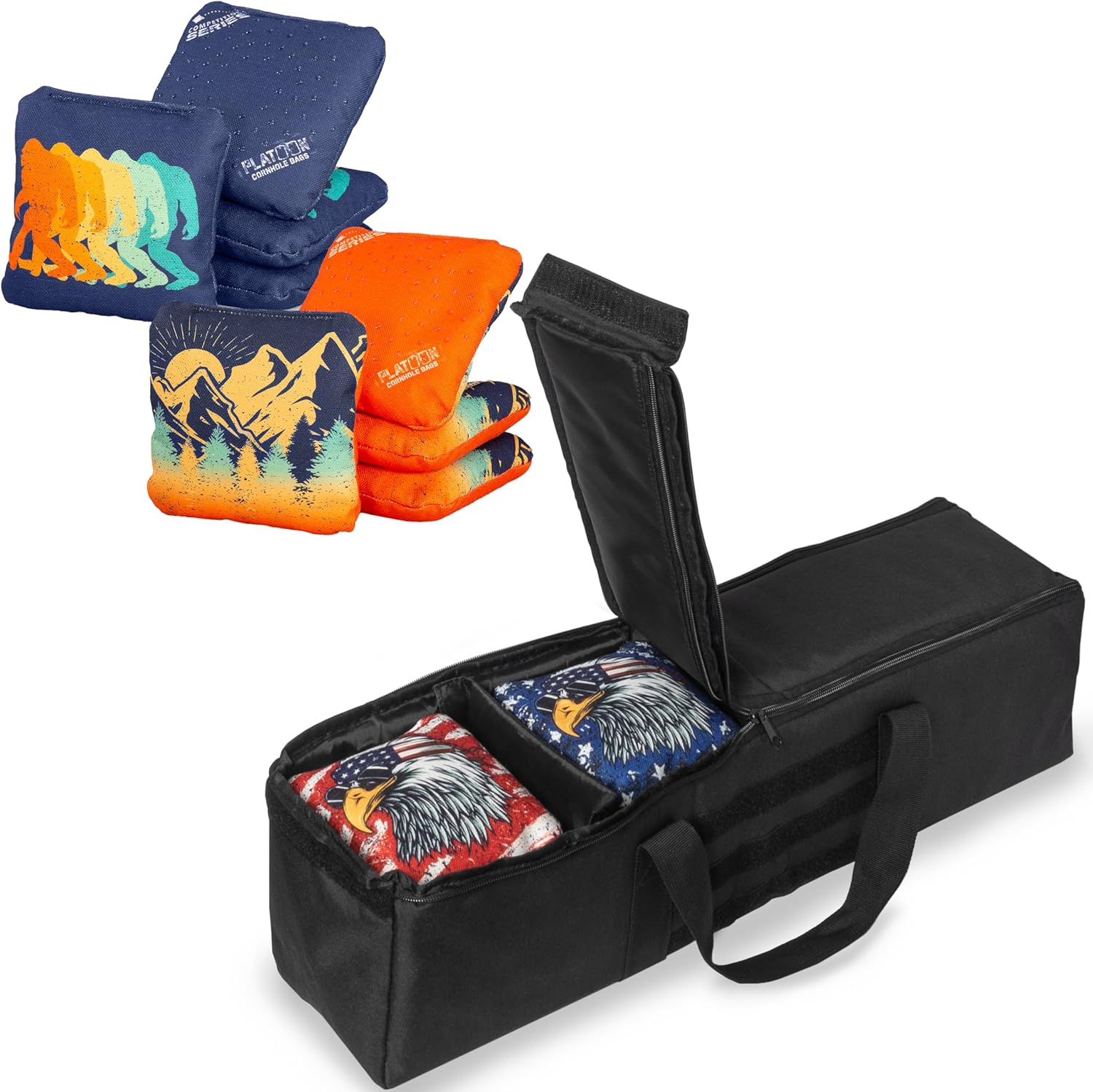 Play Platoon Set of 8 Sasquatch Competition Series Cornhole Bags & Duffel Carry Bag