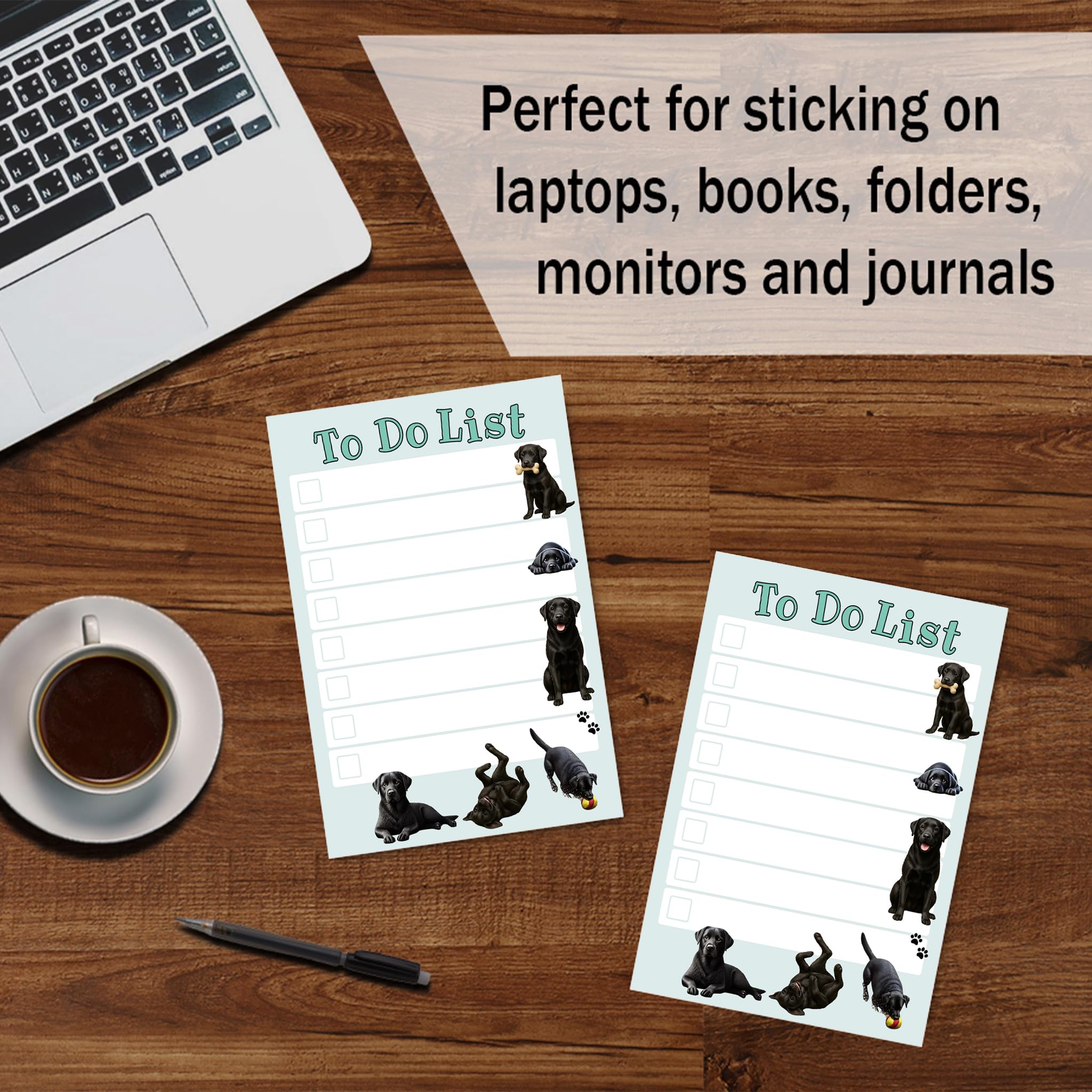DAILY RITMO® Black Lab Sticky to-Do List – Labrador Retriever Gift for Men and Women | Dog Lover Gifts | Office School Supply Sticky Notes 4"x6" 50 Pages