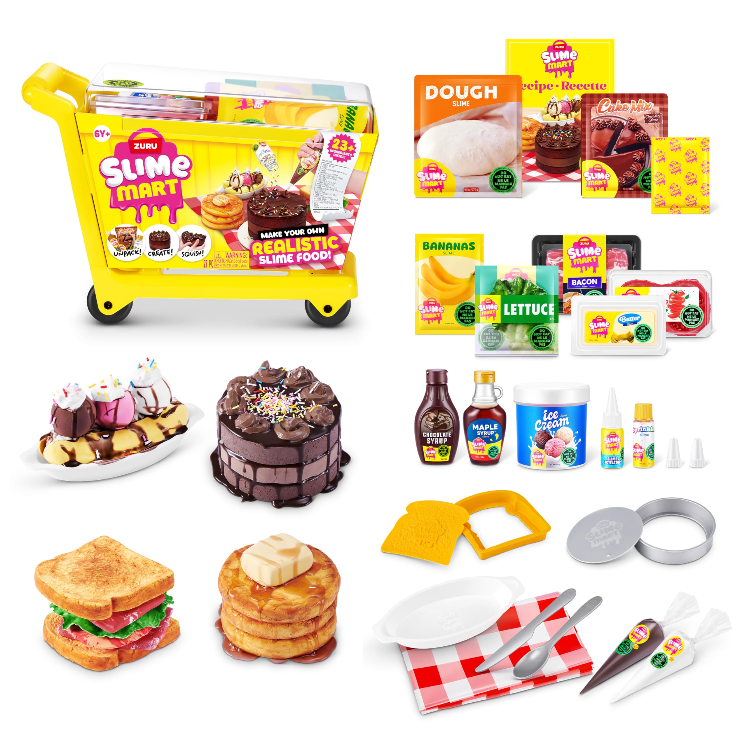 Carrito de la Compra Slime Mart de ZURU, Juguete de Compuesto de Baba, Manualidades para niños y Adultos Kit de elaboración de Baba Blanda para niñas de 6 a 10 años