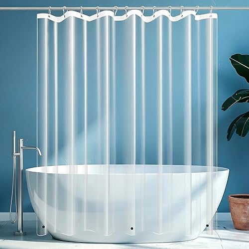 RELY+ Forro de cortina de ducha con imanes, 72 x 72 pulgadas, PEVA transparente, grosor superior de 70 GSM, se adapta a ducha estándar, impermeable,