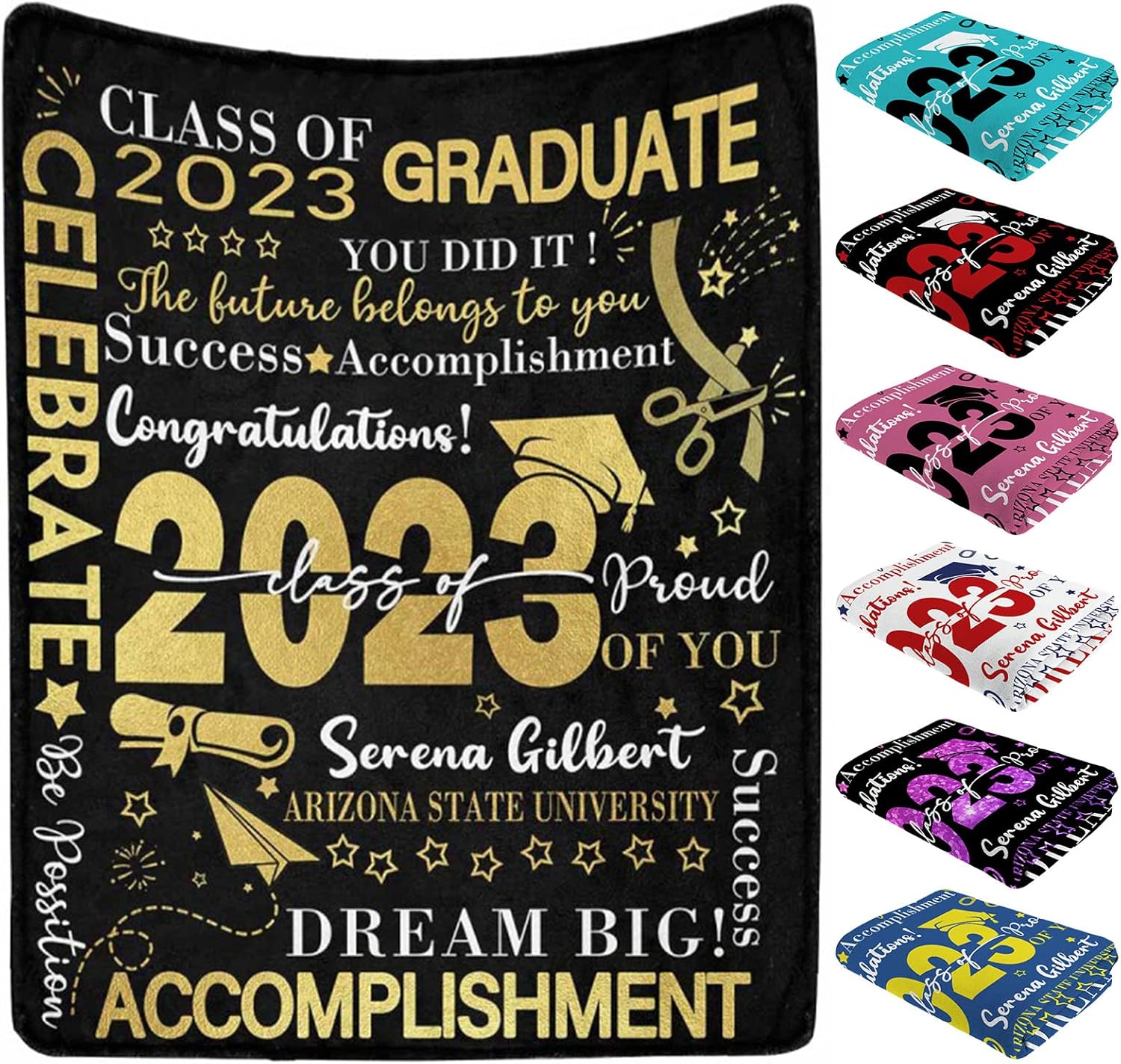Artsadd Custom Graduation Blankets with Text Personalized