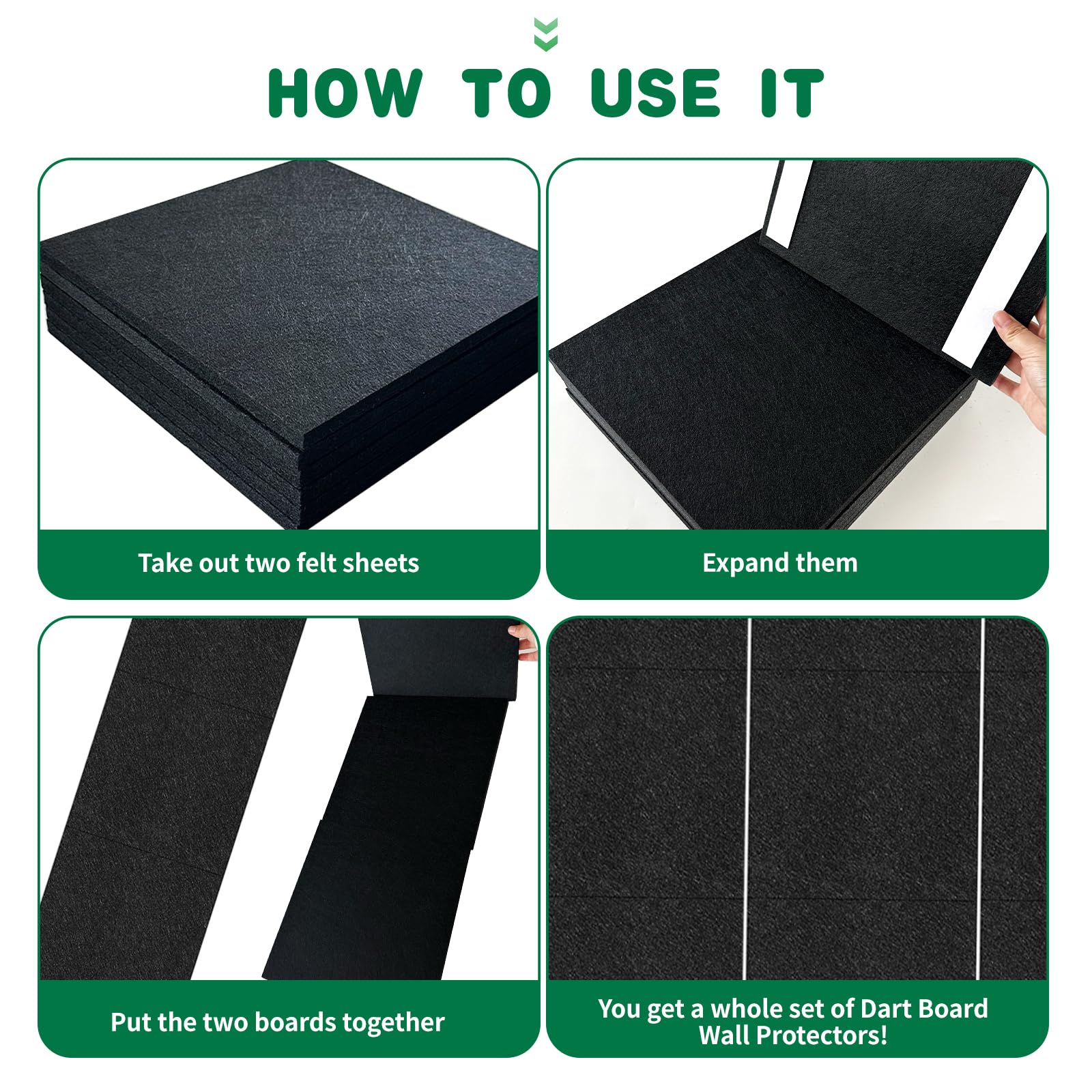KEAGAN Protector de pared para diana de fieltro, autoadhesivo, empalmado, borde de pared para tablero de dardos, azulejos de pared de fieltro, parte trasera de corcho, protección de pared