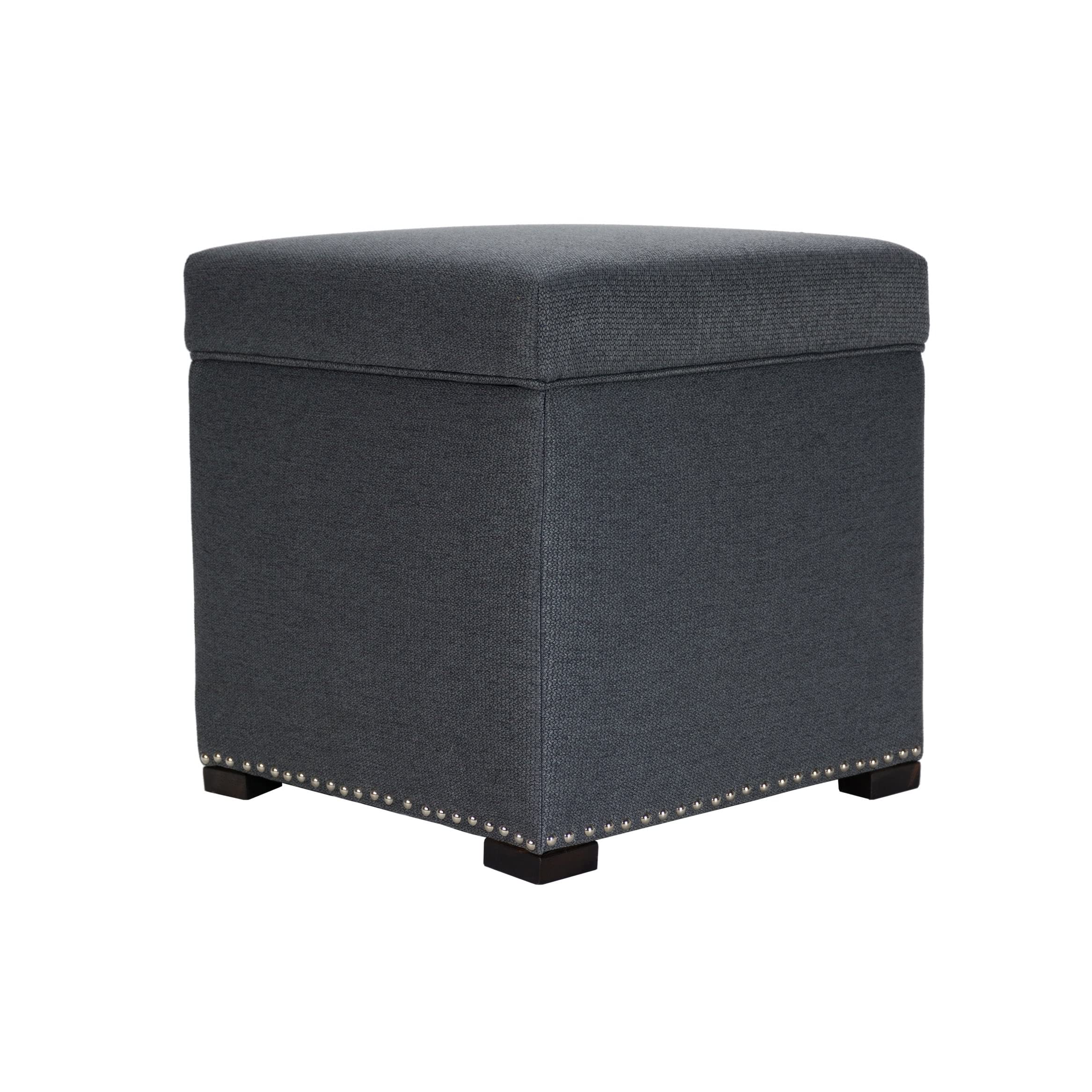 MJL Furniture DesignsTami Square Storage Ottoman, Fabric Upholstered Cube  for Living Room, Bedroom or Dorm, Extra Seating Perfect for Small Spaces, 19